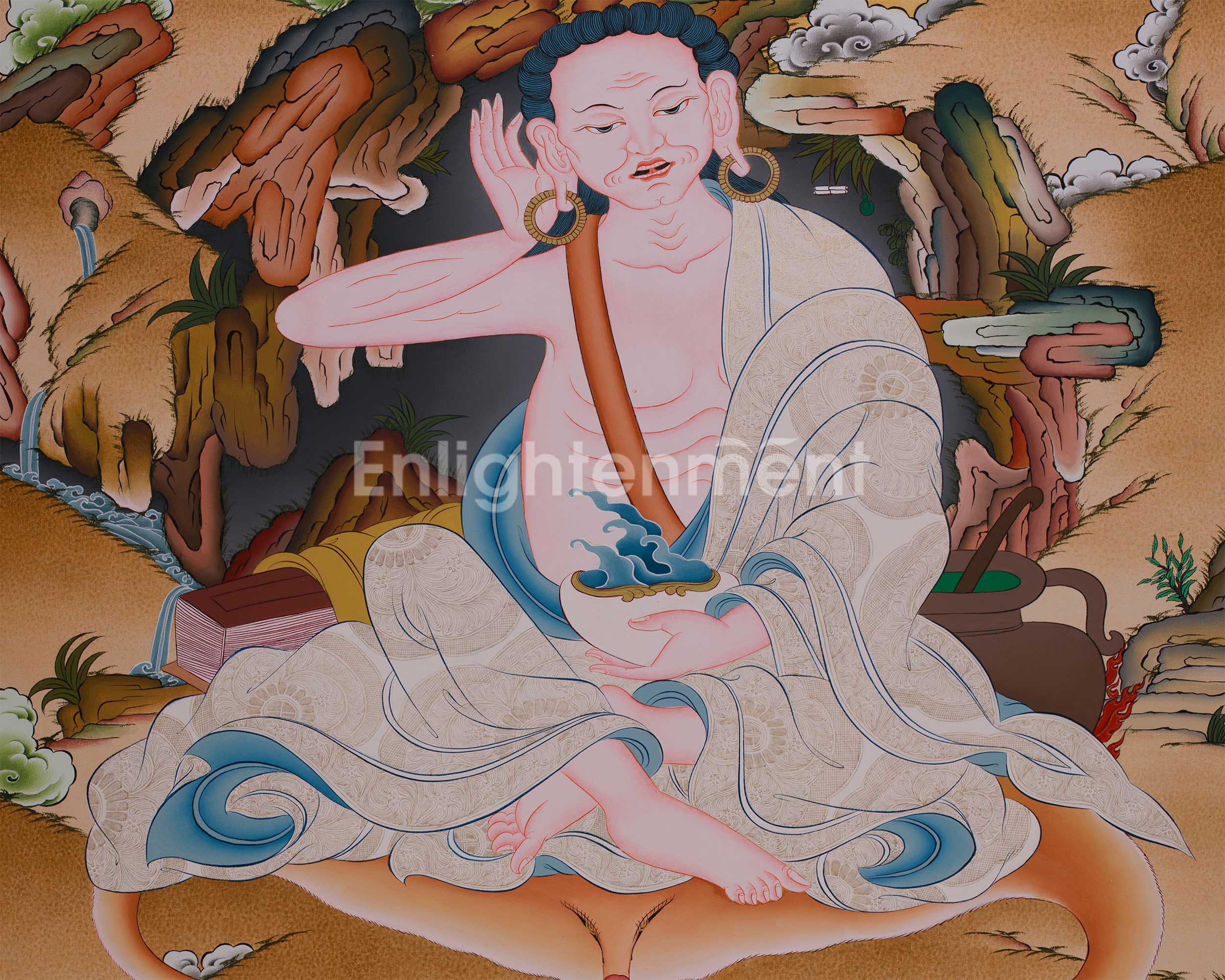 Milarepa Thangka Painting | Tibetan Yogi Art | Buddhist Wall Art