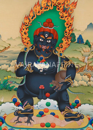 Traditional Black Dzambhala Canvas Print | High Quality Giclee Artwork | Wall Decoration