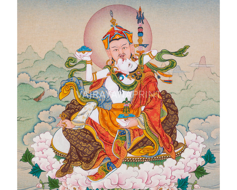 Guru Padmasambhava Digital Print | Guru Rinpoche and Yeshe Tsogyal Thangka Artwork