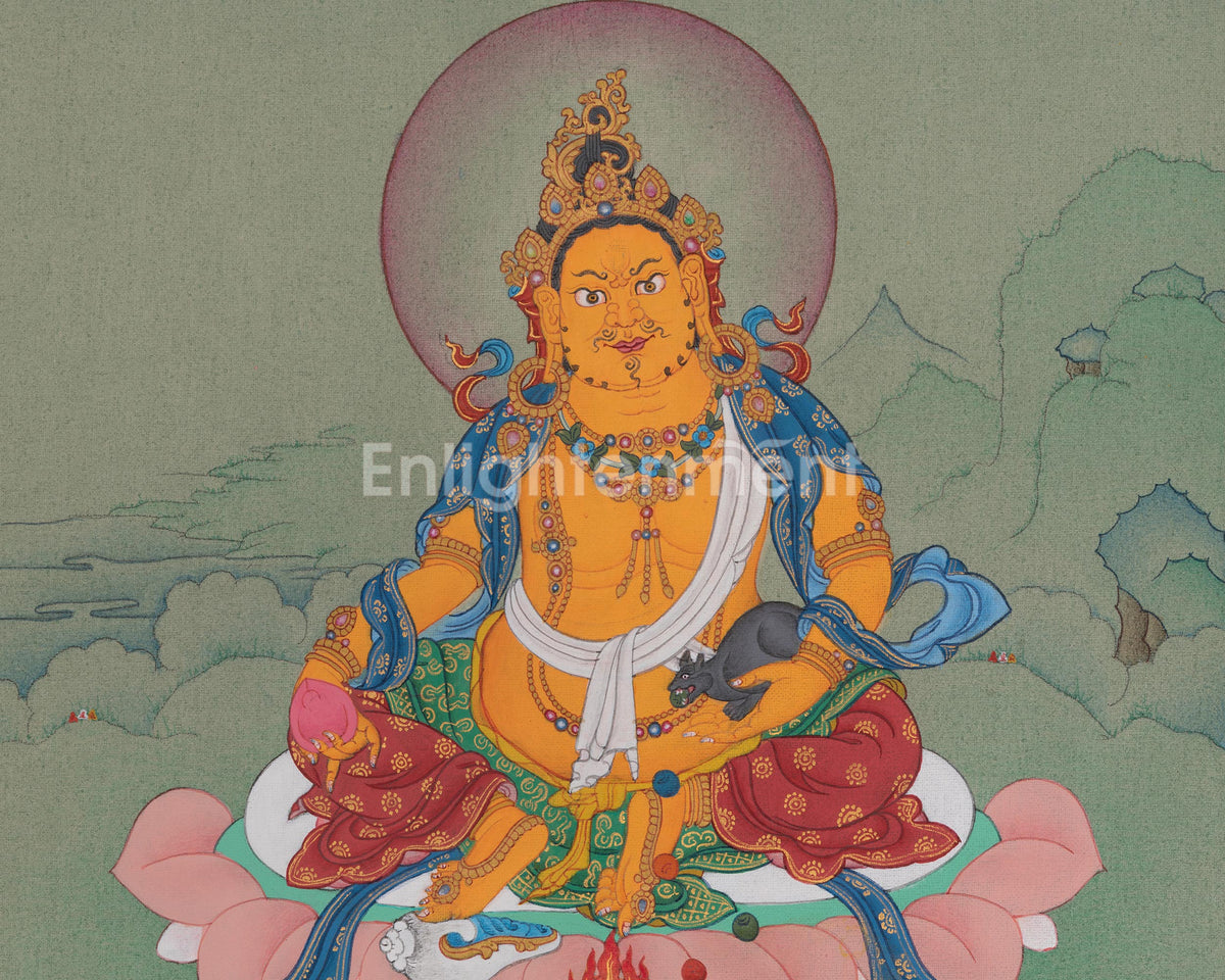 Dzambhala Symbol of Prosperity Thangka | Wealth and Abundance Art