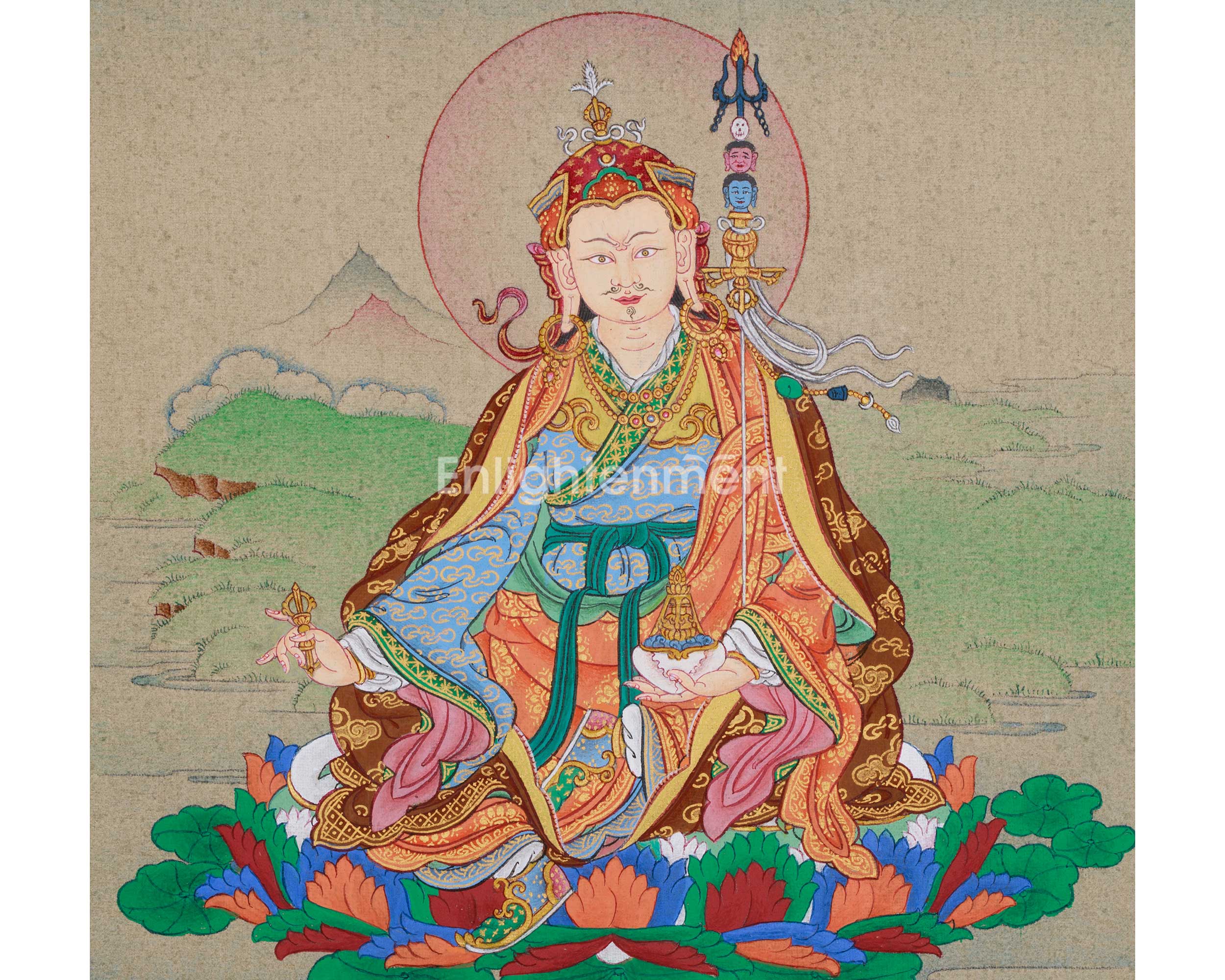 Handmade Guru Padmasambhava Thangka | The Lotus-Born Master of Enlightenment