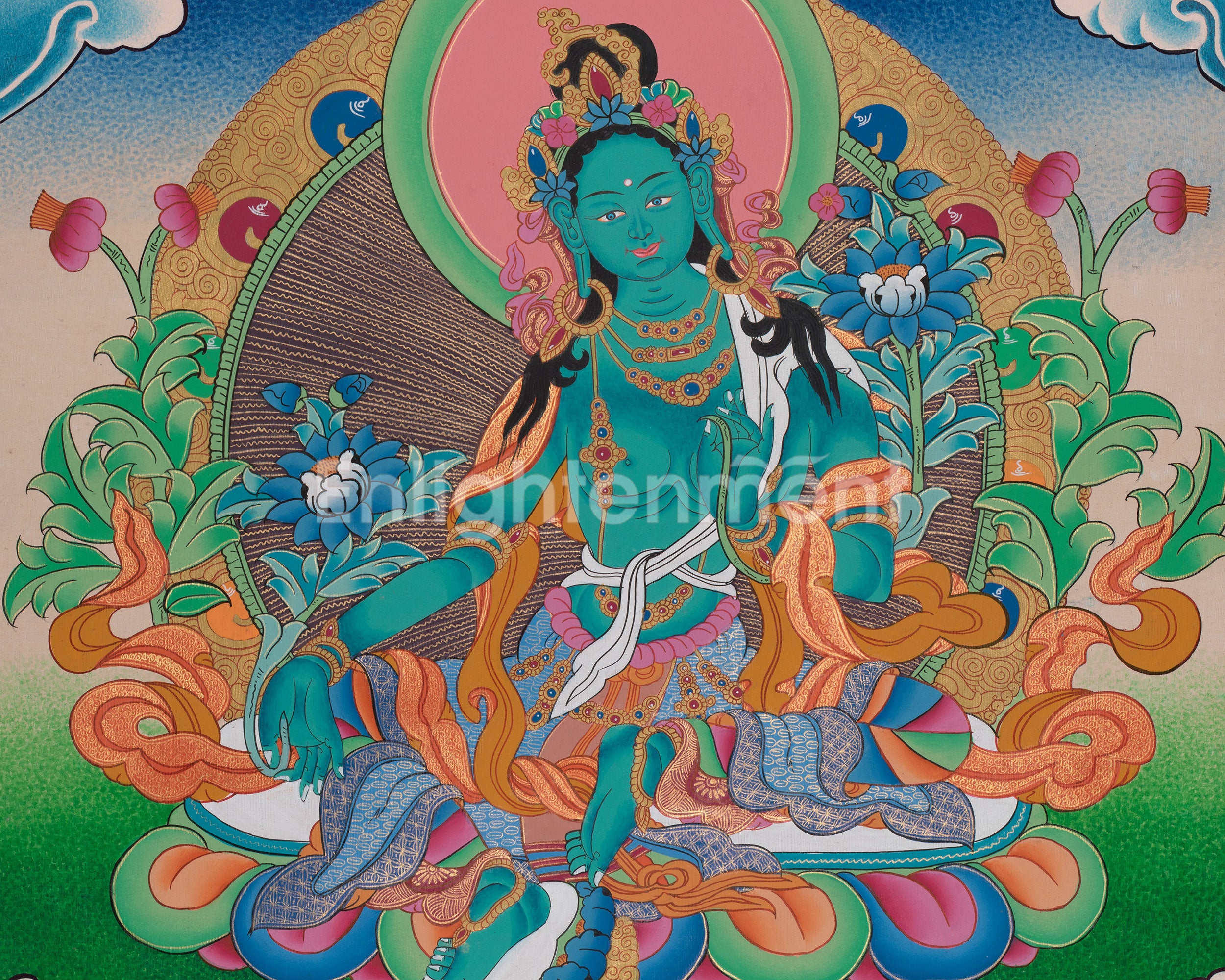 The Goddess Green Tara Thangka | Himalayan Buddhist Painting for Meditation
