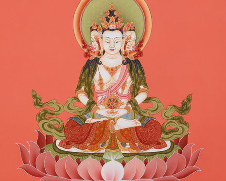 Buddha Vairochana Thangka | Dhyani Buddha of Cosmic Wisdom & Enlightenment