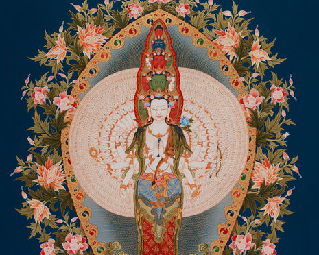 1000 Hands Buddha, Avalokiteshvara Thangka | Buddhist Masterpiece of Mercy, Enlightenment & Spiritual Awakening