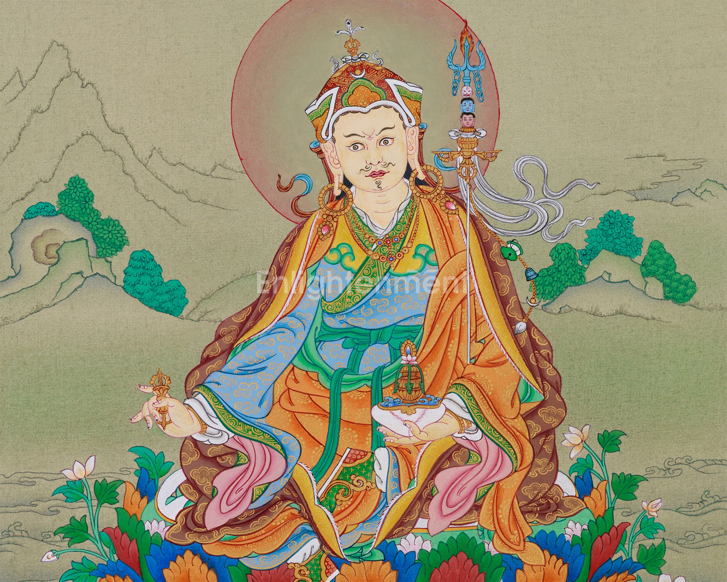 Tantric Padma Rinpoche Thangka | A Sacred Depiction of the Lotus Born Master