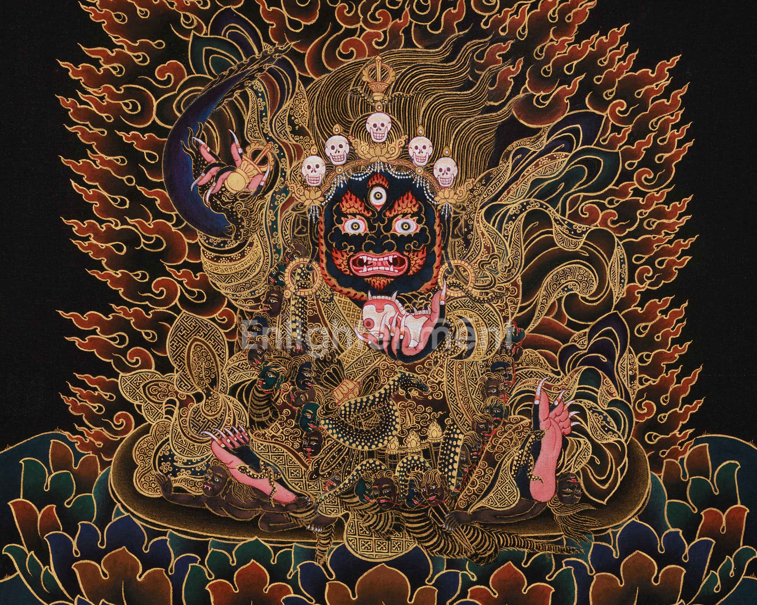 Thangka of Fierce Mahakala Bernagchen | Wrathful Protector Deity