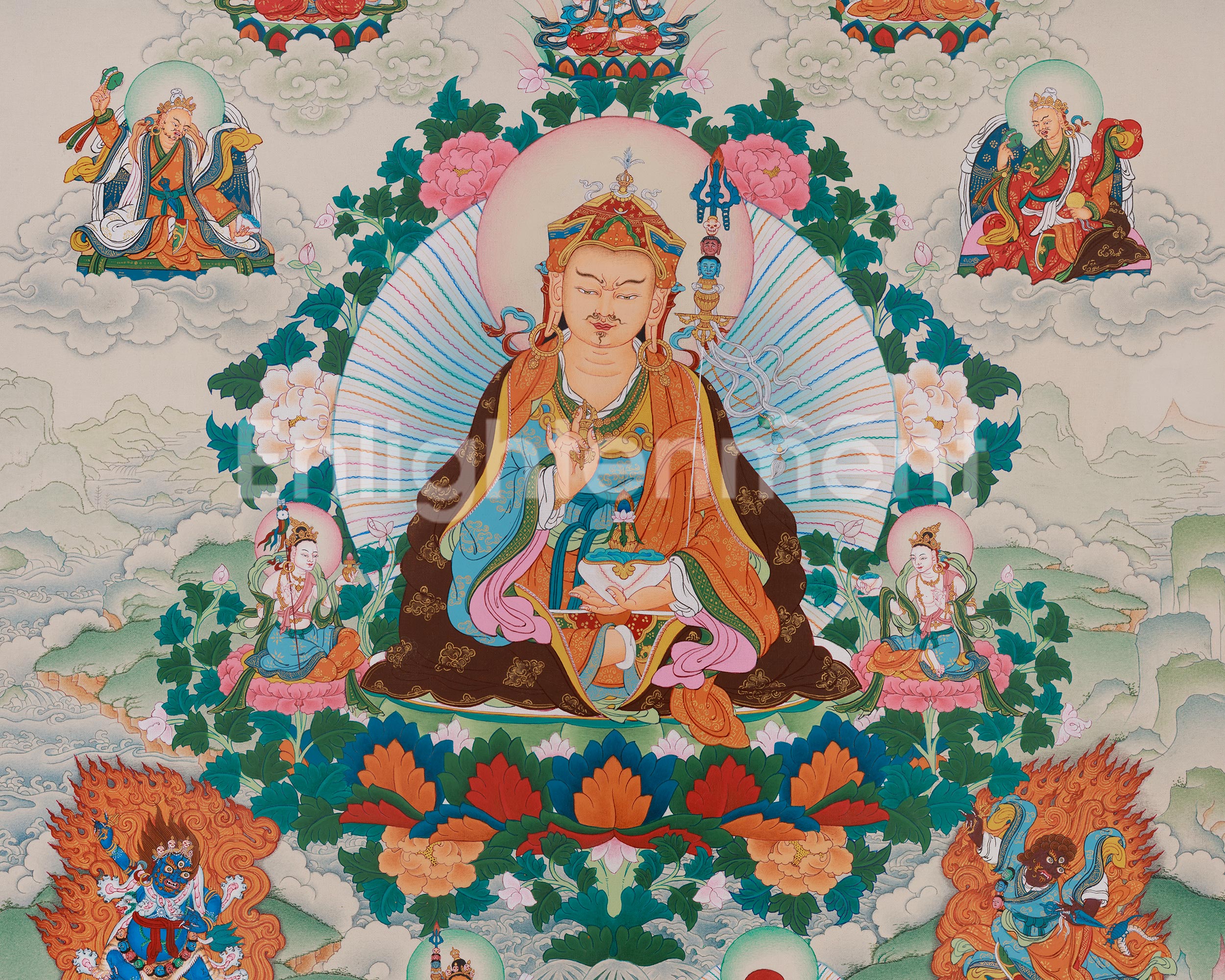 Vajrayana Guru Rinpoche Artwork | Sacred Padmasambhava Thangka Painting