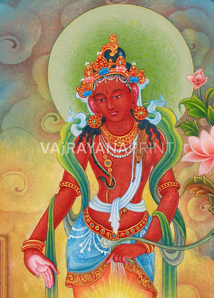 Red Chenrezig Thangka Print | Boddhisattva Avalokiteshvara | Traditional Art Print of Chenresig