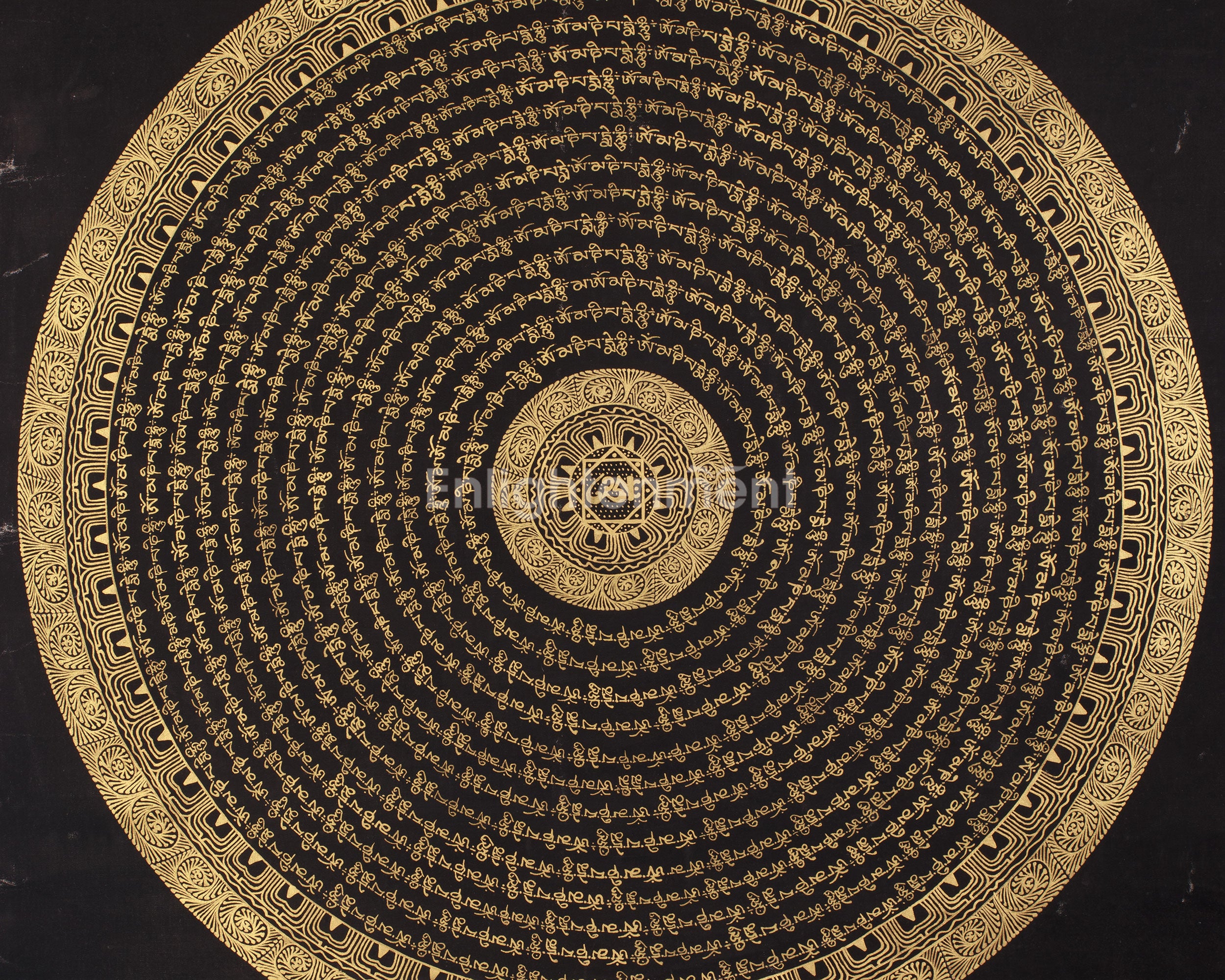 Sacred Mantra Mandala Thangka | Tibetan Buddhism Art | Spiritual Compassion Thangka