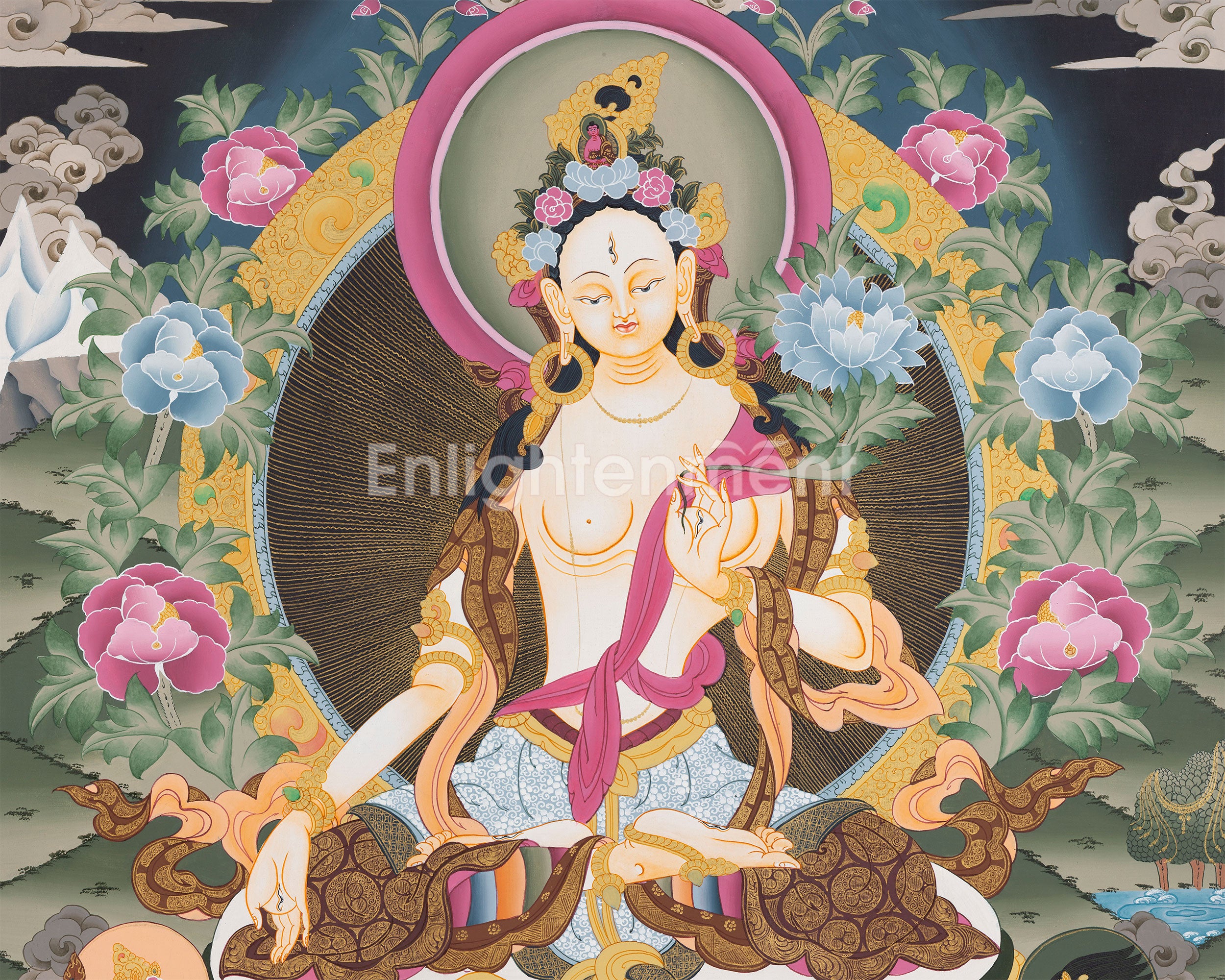 Healing Deity White Tara Thangka Painting | Goddess of Compassion and Longevity