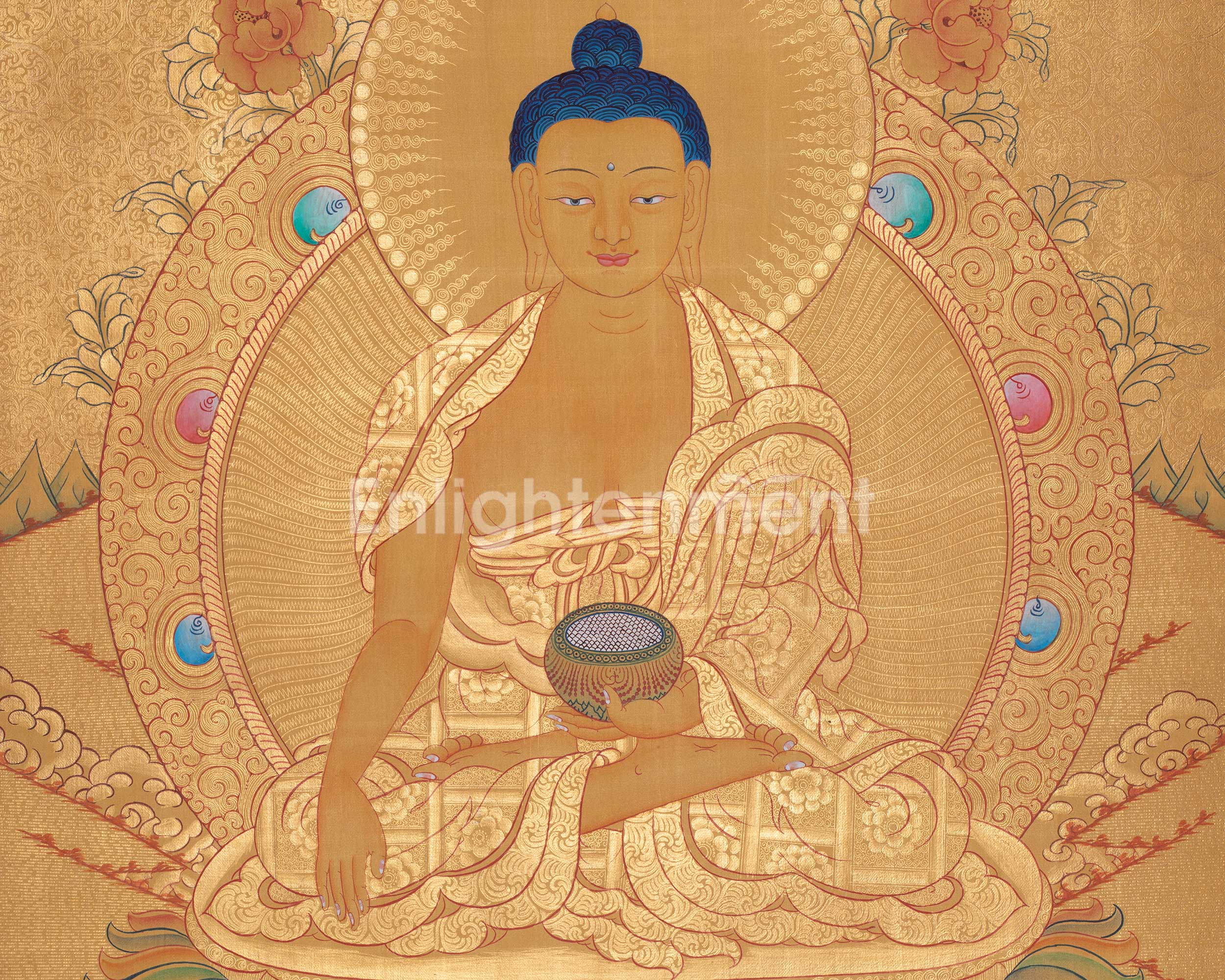 Gold Shakyamuni Buddha Thangka | Himalayan Art