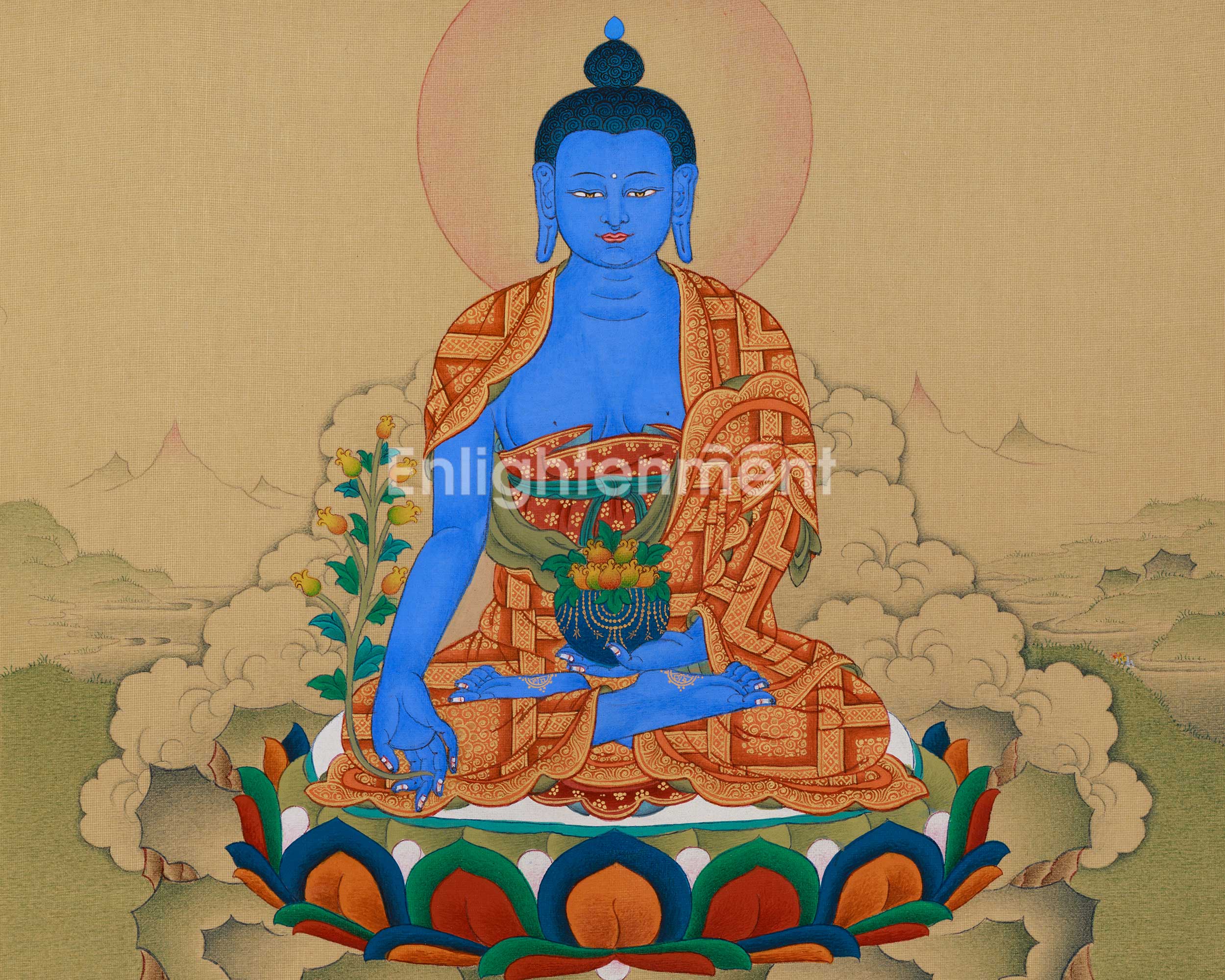 Tibetan Buddhist Healing Deity, Bhaisajyaguru Thangka | LHASA HUES