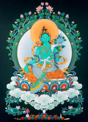 Green Tara Art | Female Buddha Thangka | Bodhisattva