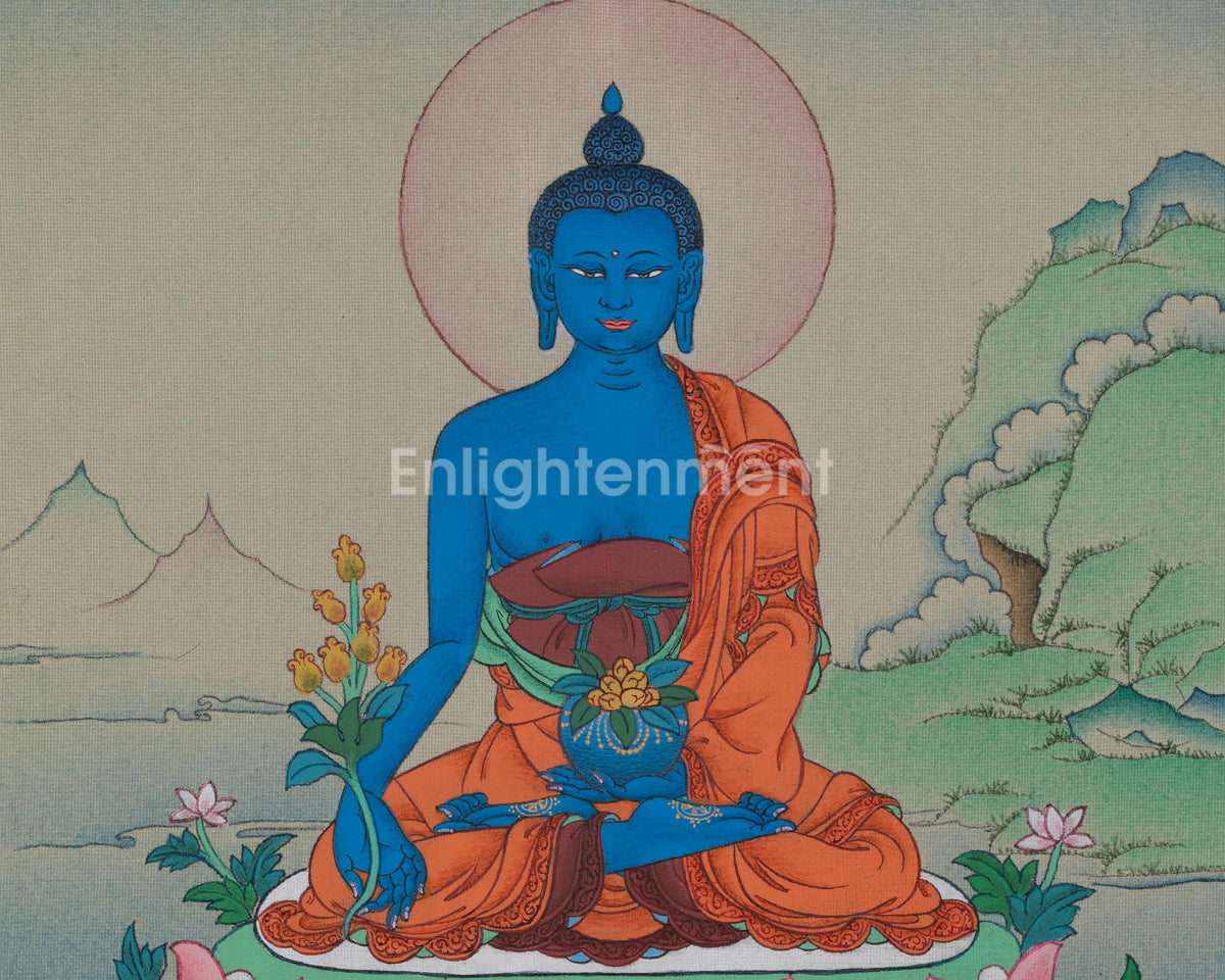 Medicine Buddha Traditional Thangka | Healing Deity Bhaiṣajyaguru