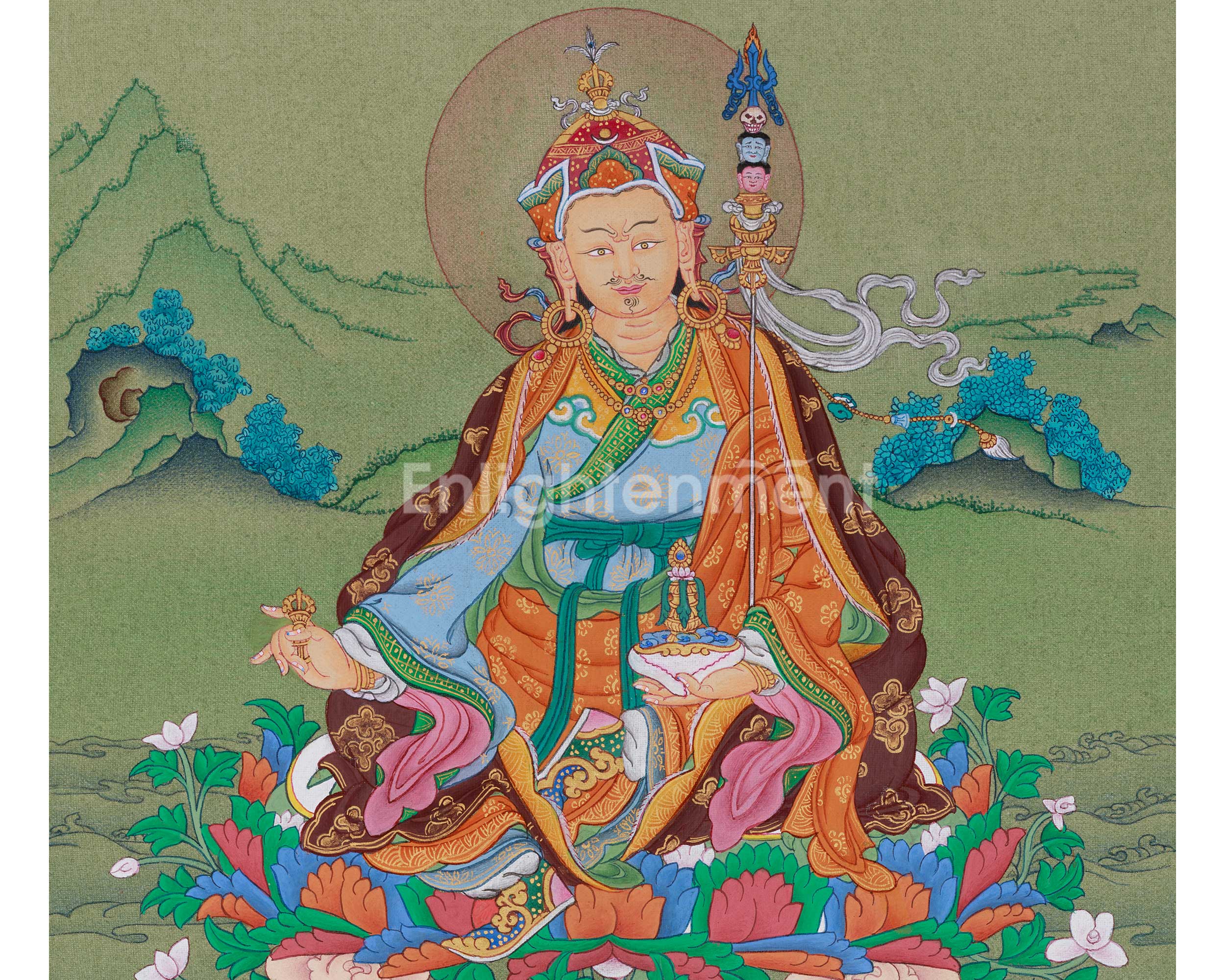 Buddhist Master Guru Rinpoche Thangka | Spiritual Decor