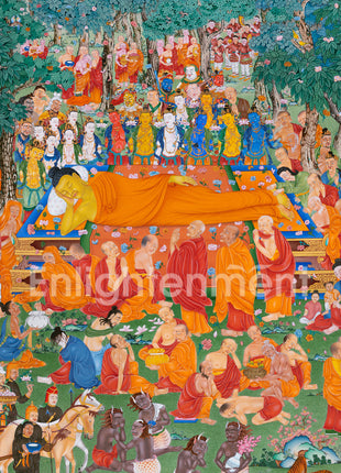 Maha Parinirvana Thangka Print – A Journey Beyond Enlightenment