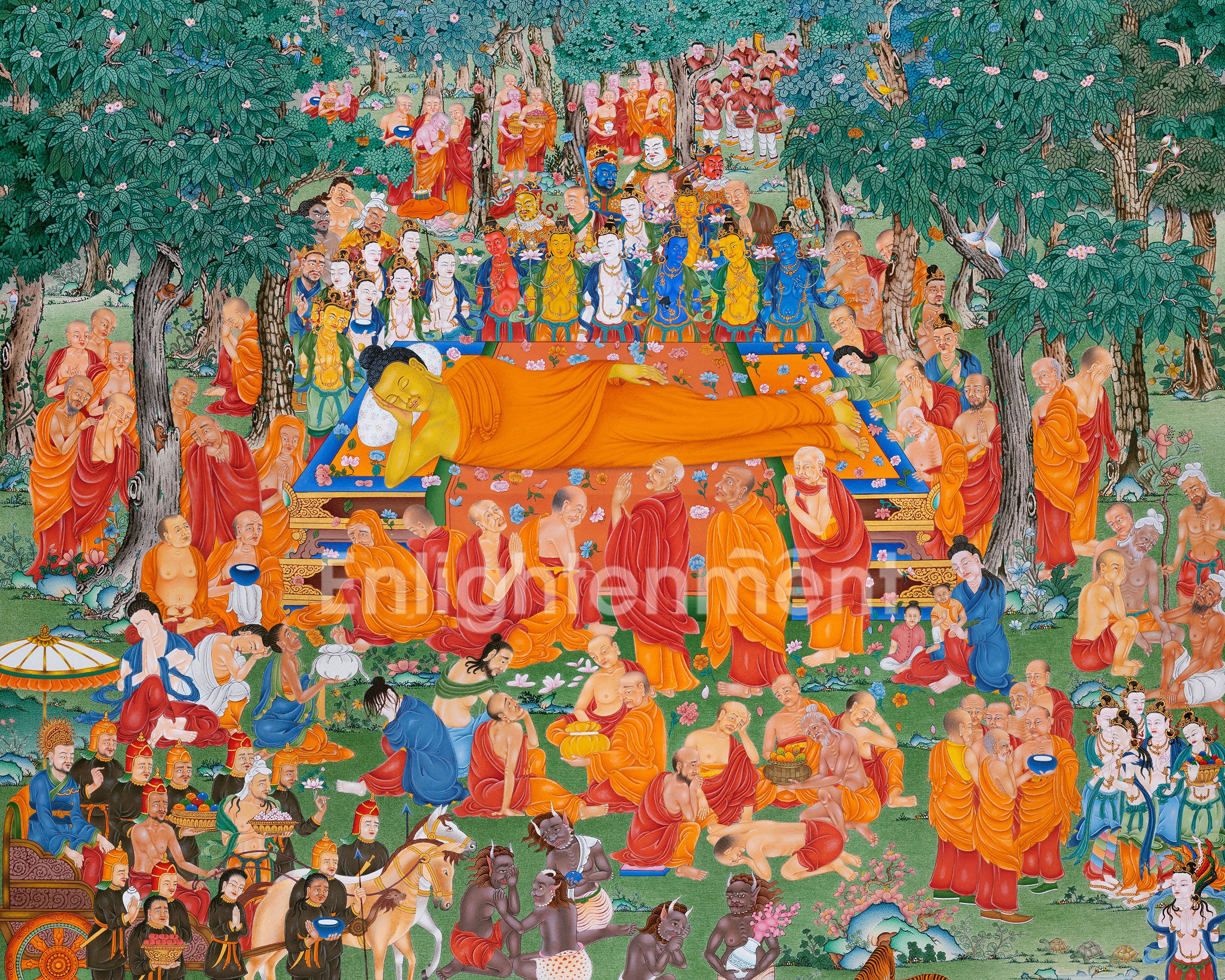 Maha Parinirvana Thangka Print – A Journey Beyond Enlightenment | Print on Hahnemühle Paper