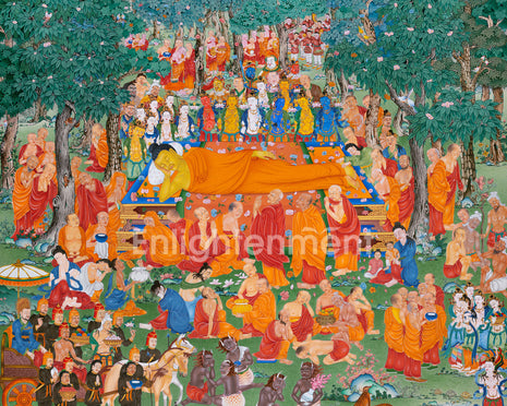 Maha Parinirvana Thangka Print – A Journey Beyond Enlightenment