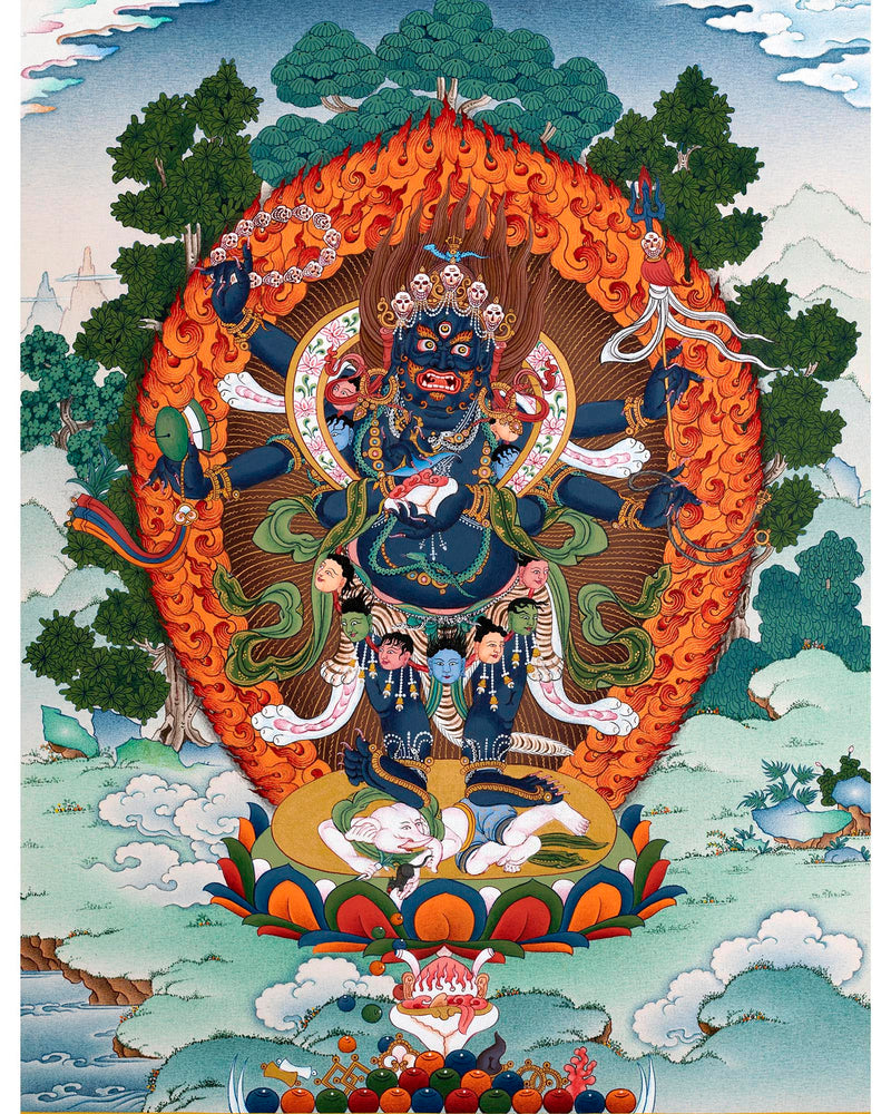 6 Armed Mahakala | Traditional Tibetan Thangka