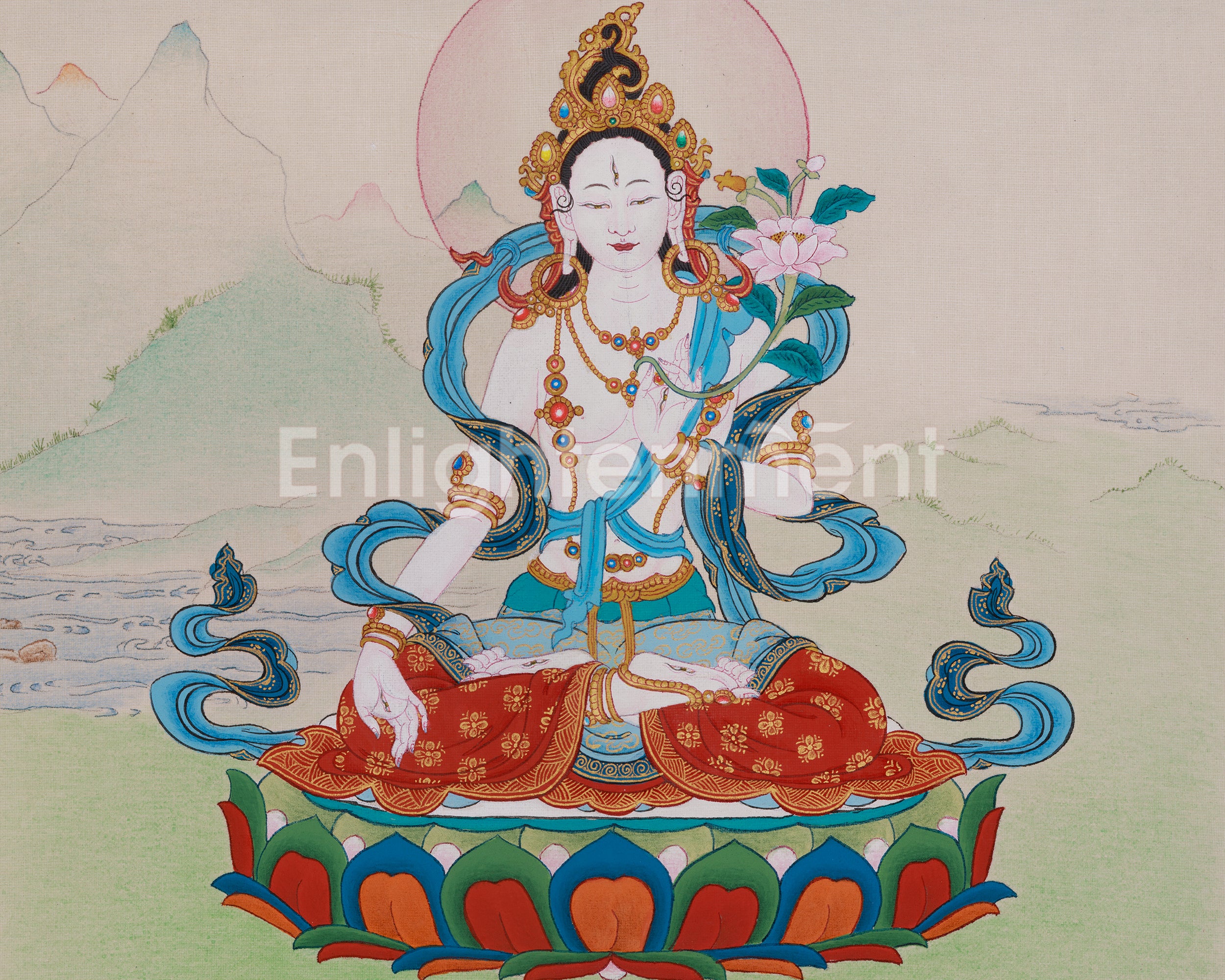 Sita Tara Longevity Deity Thangka | Symbolized Healing, and Protection | White Tara
