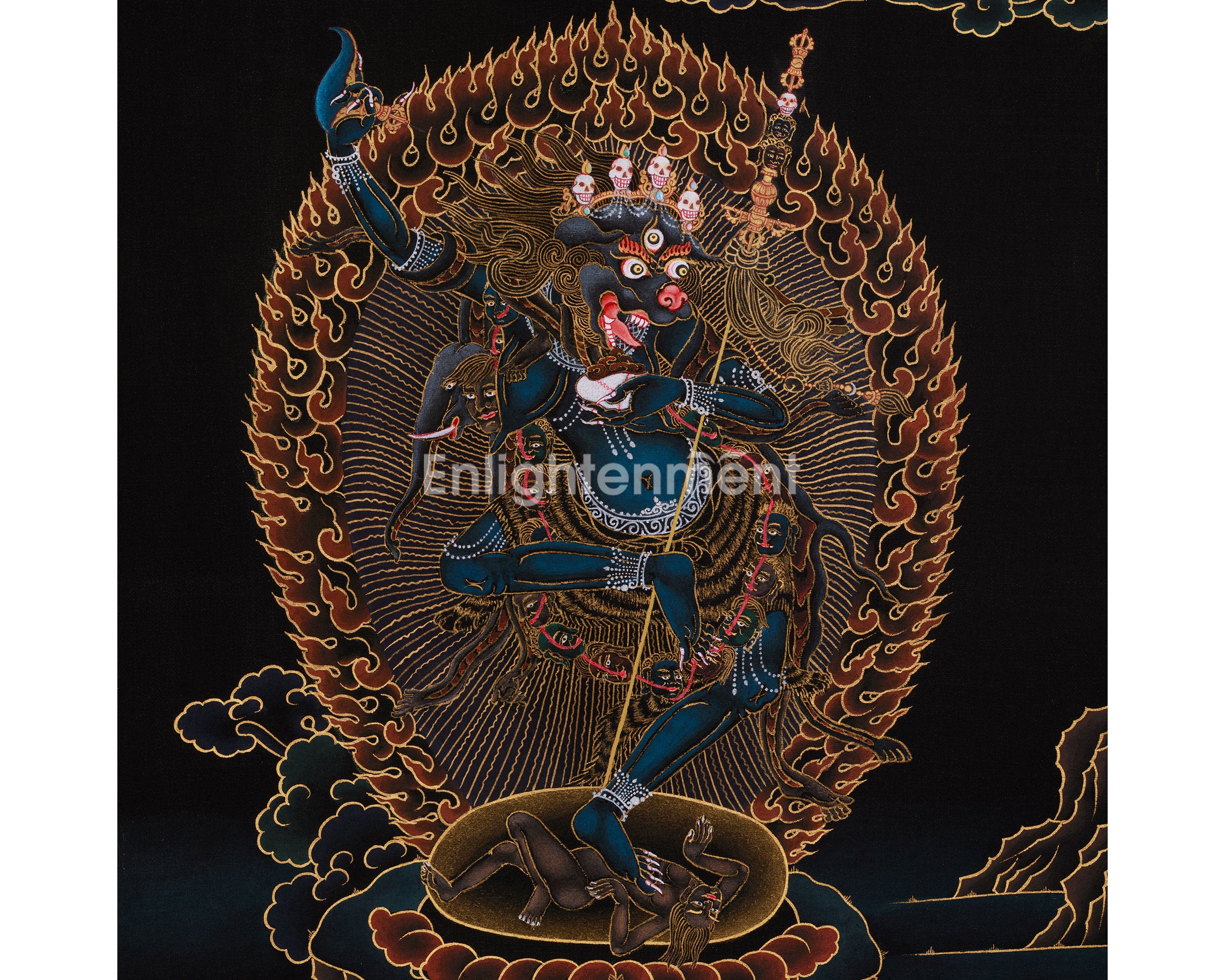 Dharma Protector Simhamukha Thangka | Wrathful Dakini | Nakthang Style