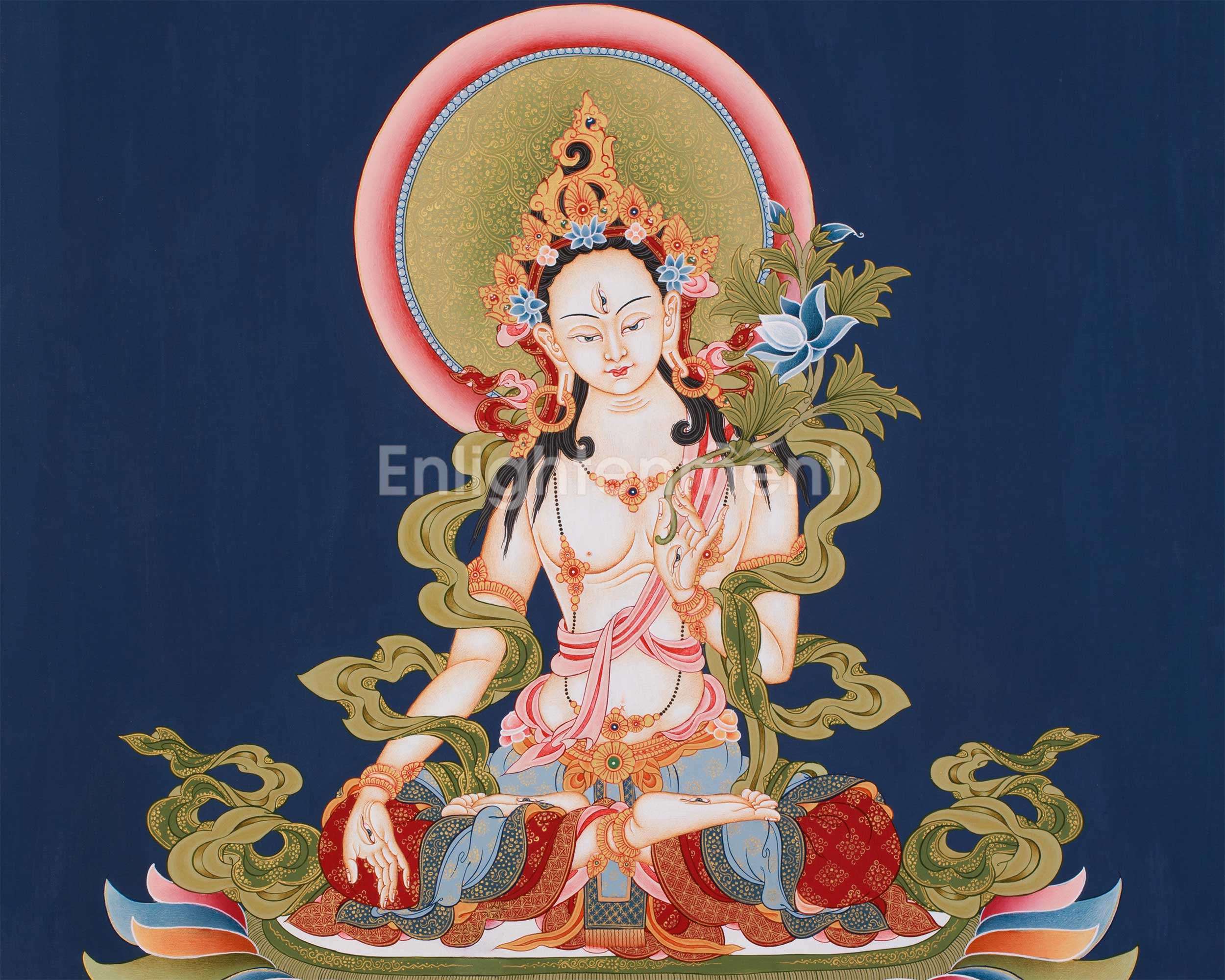 White Tara Blessing Thangka | Sacred Goddess of Healing & Longevity