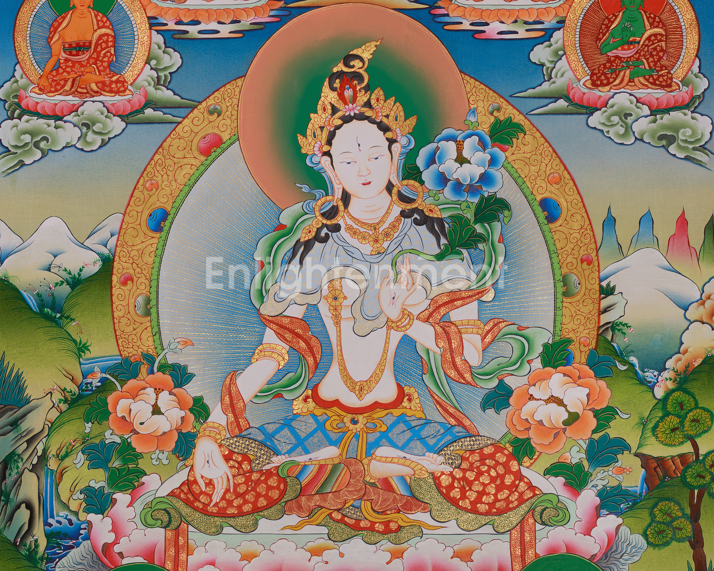 Sacred Thangka of White Tara | Revered Female Buddha In  Vajrayana Buddhism