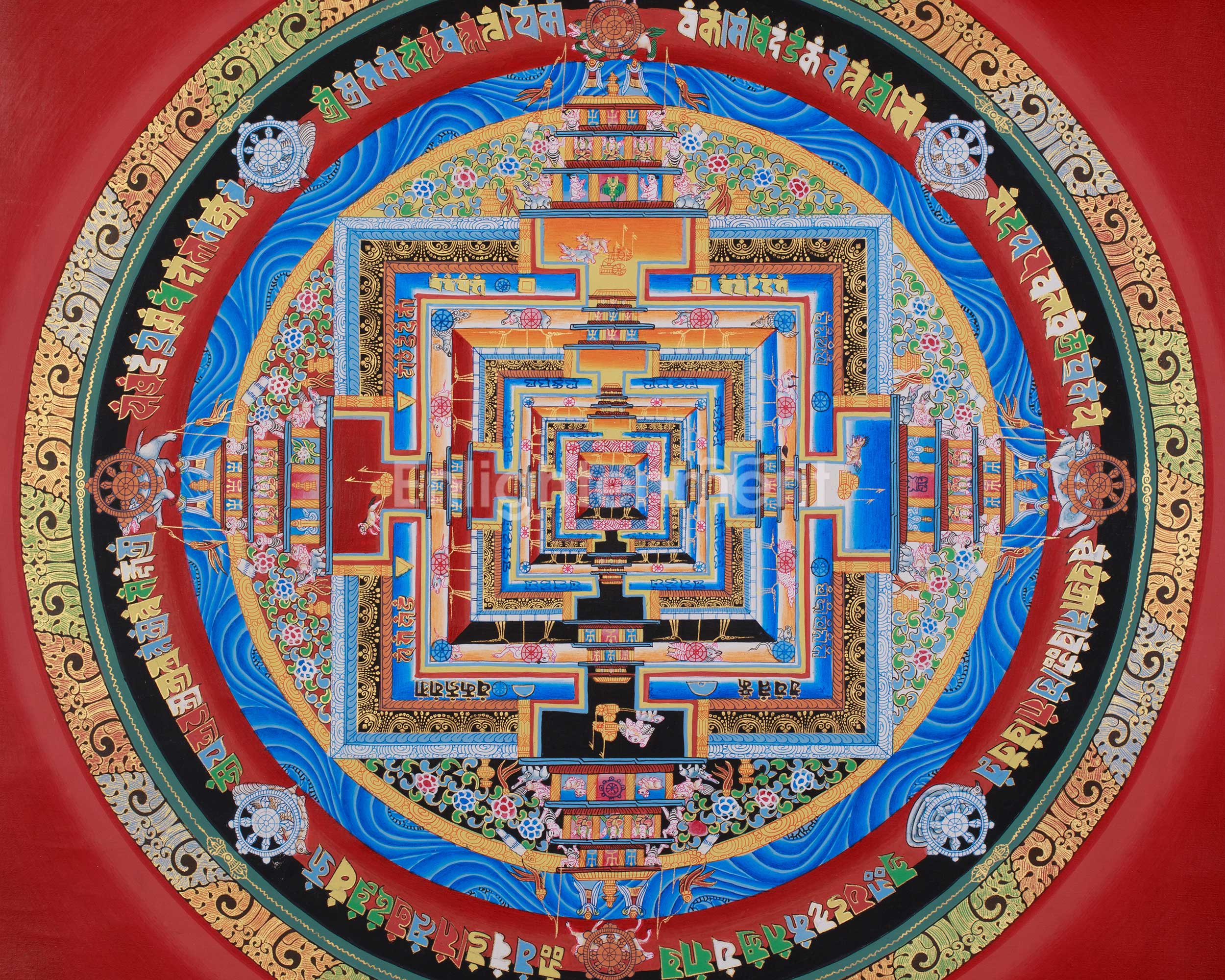 Himalayan Kalachakra Mandala Artwork | Wheel of Time Thangka