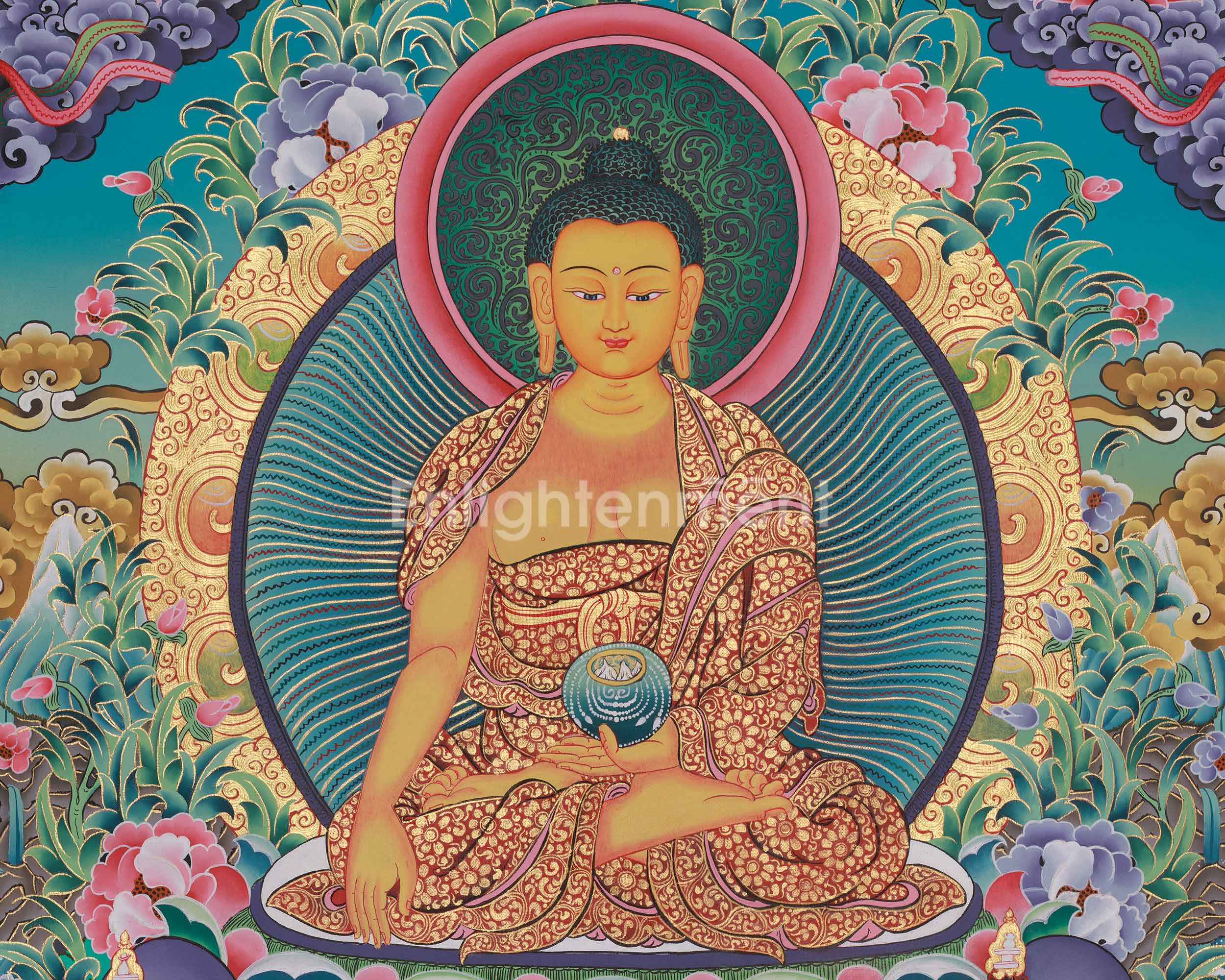 Peaceful Deity, Buddha Shakyamuni Thangka | Siddhartha Gautama | Meditation Art
