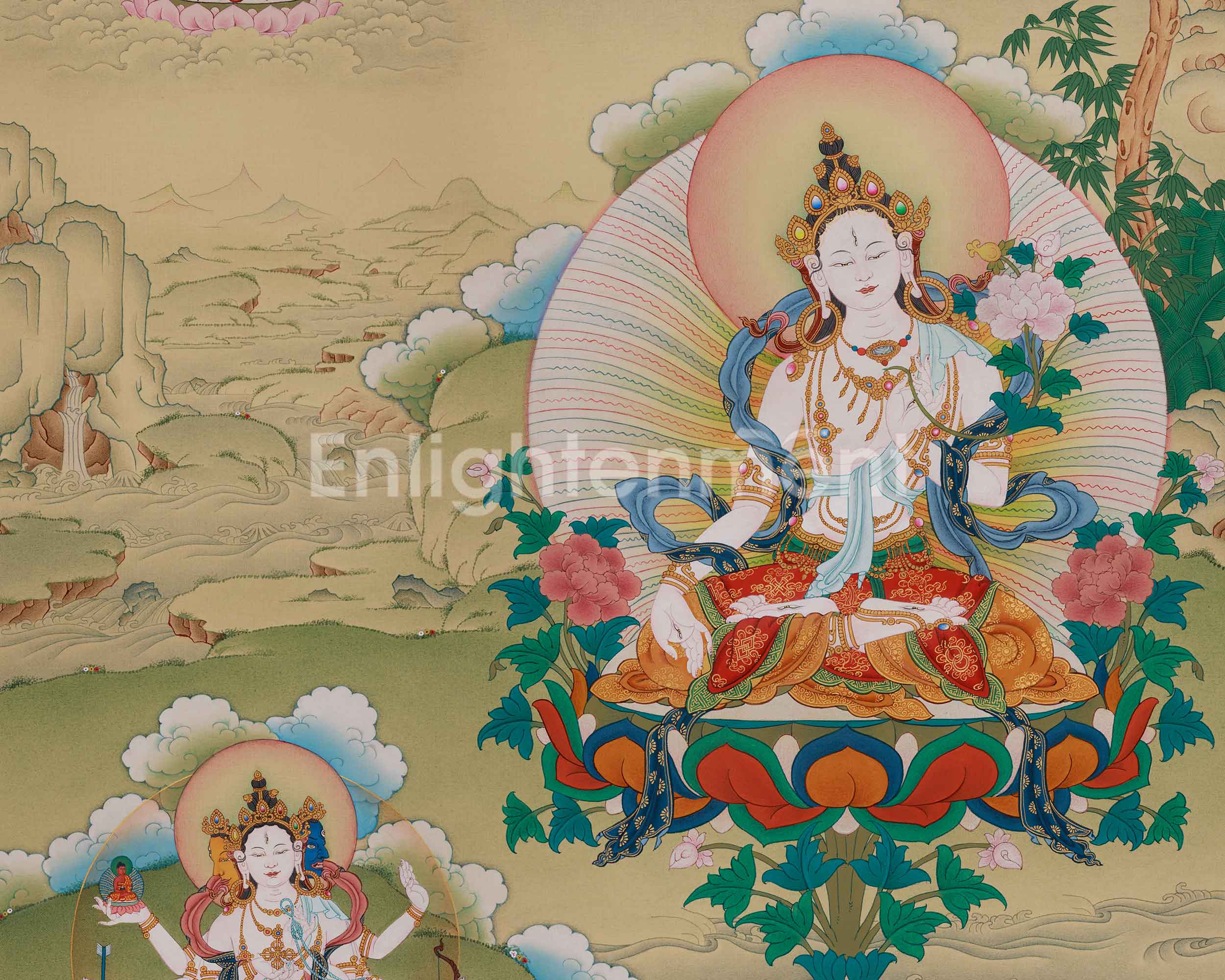 Goddess White Tara thangka | Symbol Of Compassion