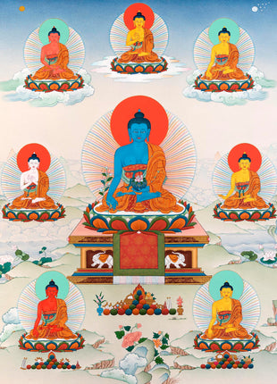8 Medicine Buddhas | Bhaisajyaguru | Thangka Painting