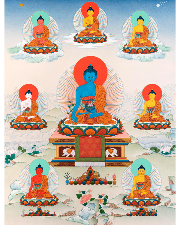 8 Medicine Buddhas | Bhaisajyaguru | Thangka Painting