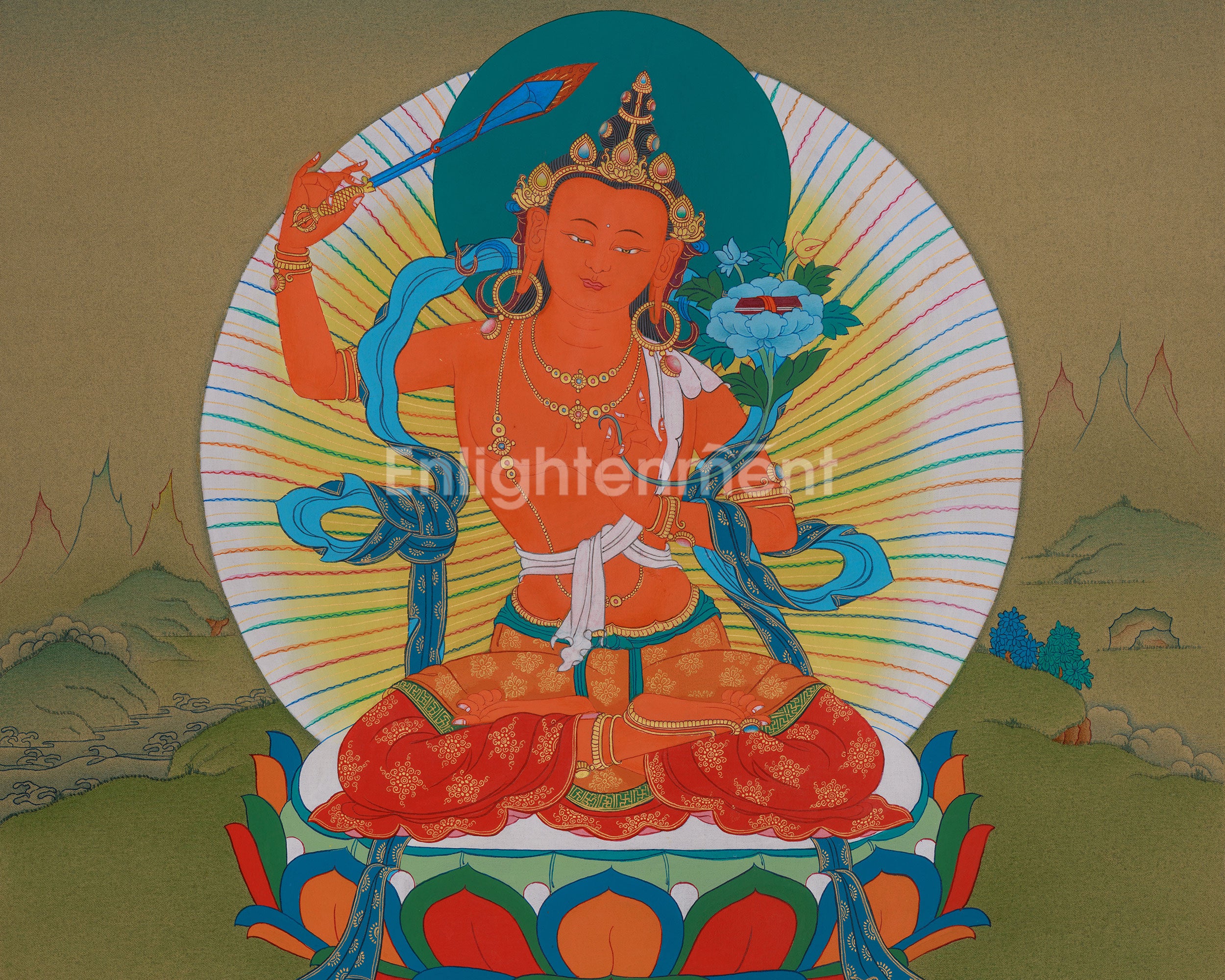 Buddhist Thangka of Manjushri | The Bodhisattva of Wisdom