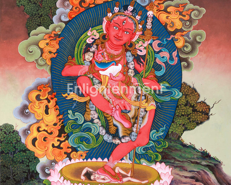 Hand-Painted Dorje Phagmo Thangka | The Thunderbolt Goddess | Thangka Painting for Spiritual Growth