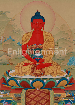 Red Amitabha Buddha Thangka | Buddha with Bodhisattvas