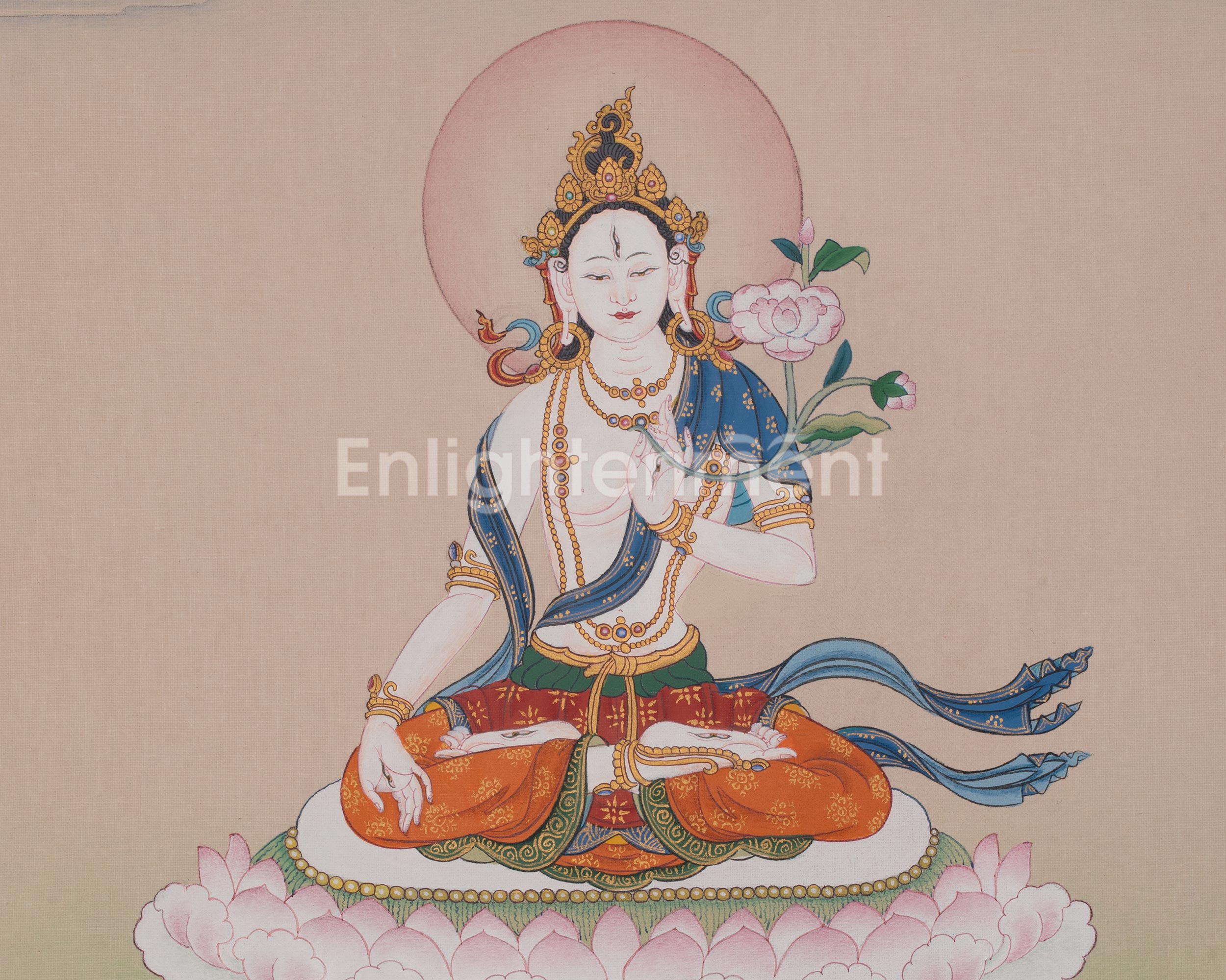 White Tara Compassion Deity Art | Revered Female Buddha in Tibetan Buddhism | Sita Tara