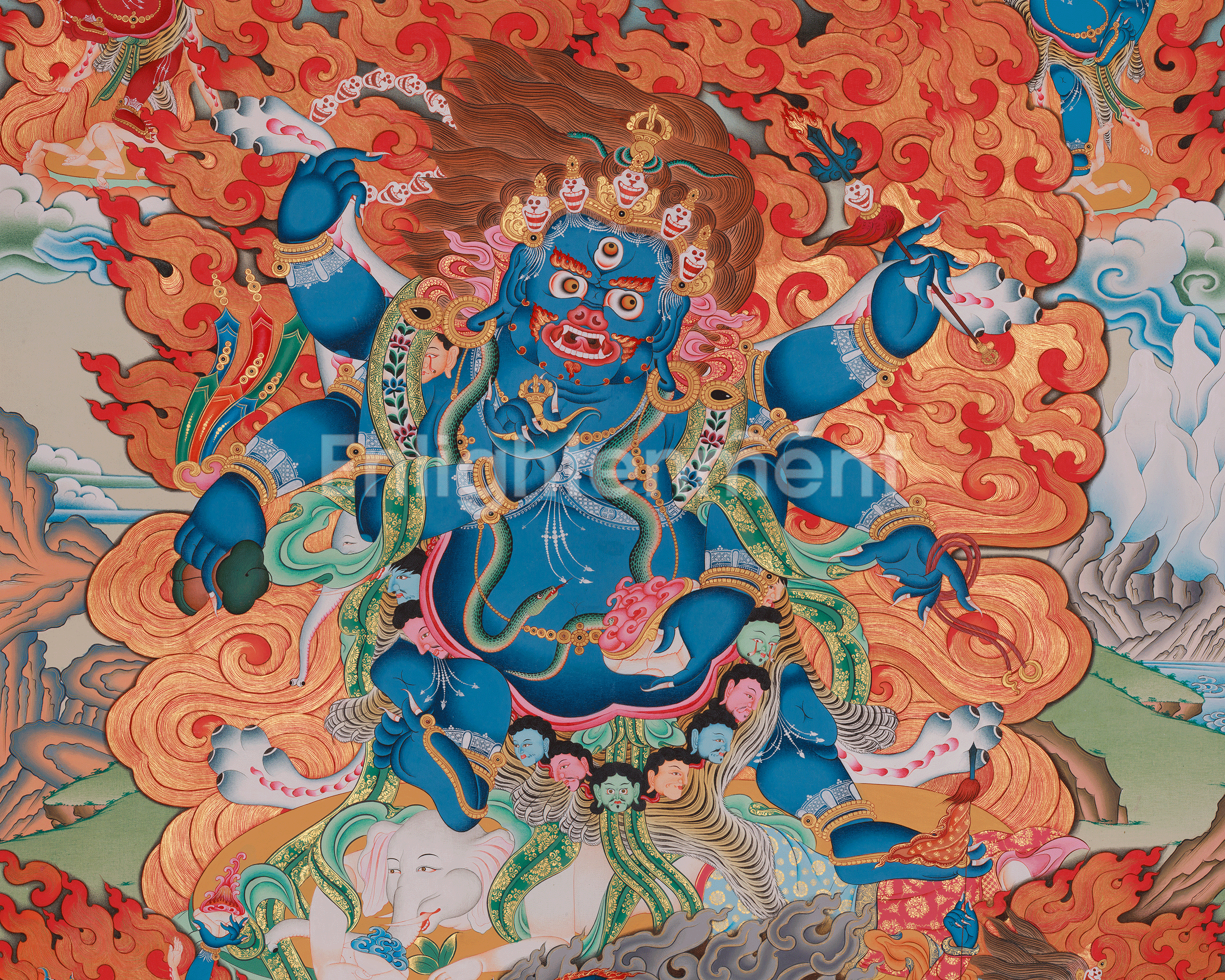 Six-Armed Mahakala Art | Wrathful Manifestation of Avalokiteshvara | Wrathful Deity