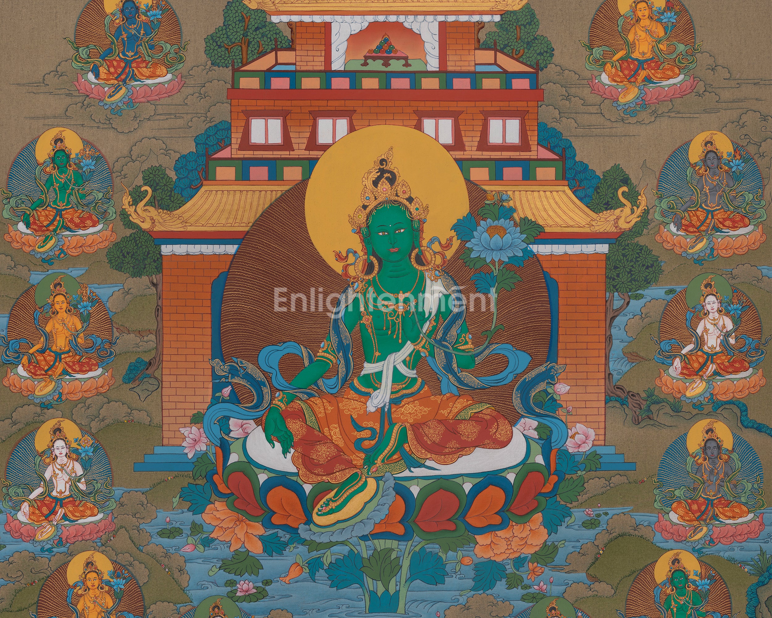 21 Tara Spiritual Art | Sacred Tara Forms Artwork | Thangka Painting | Shyama Tara