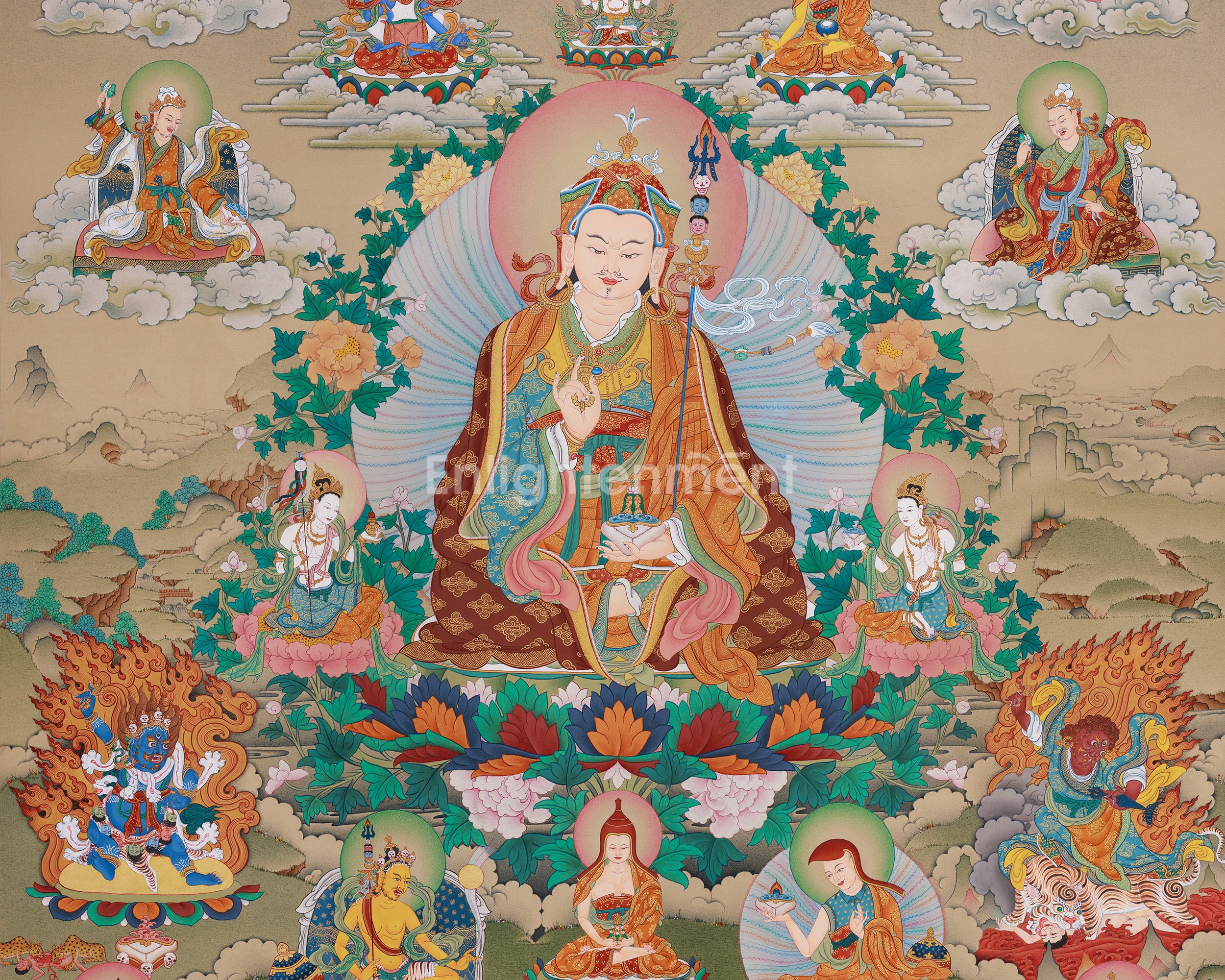 Guru Sangye Painting | Divine Buddhist Art of Guru Rinpoche’s Enlightened Form