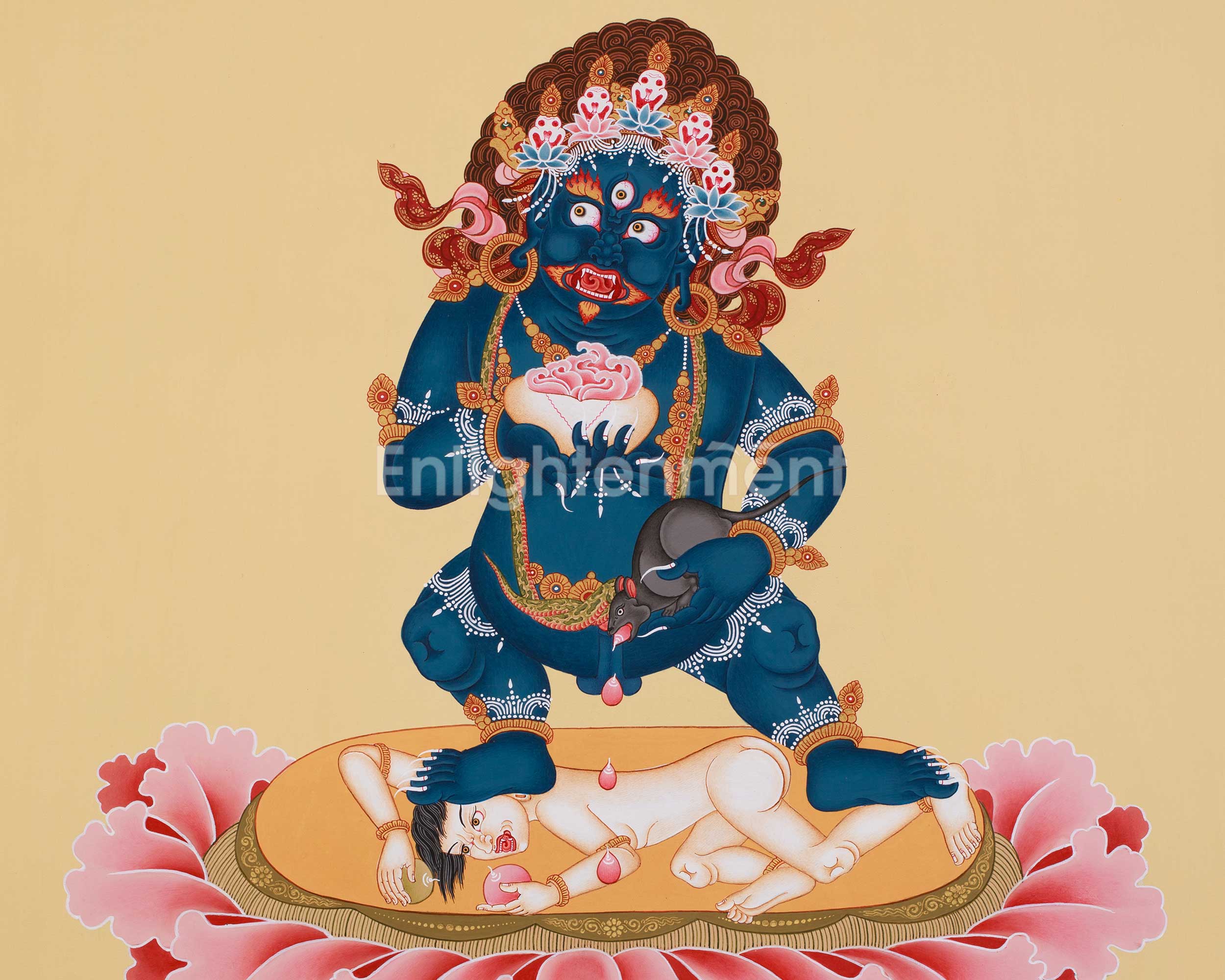 Black Kubera, Dzambhala Thangka | The Tibetan Buddhist God of Wealth