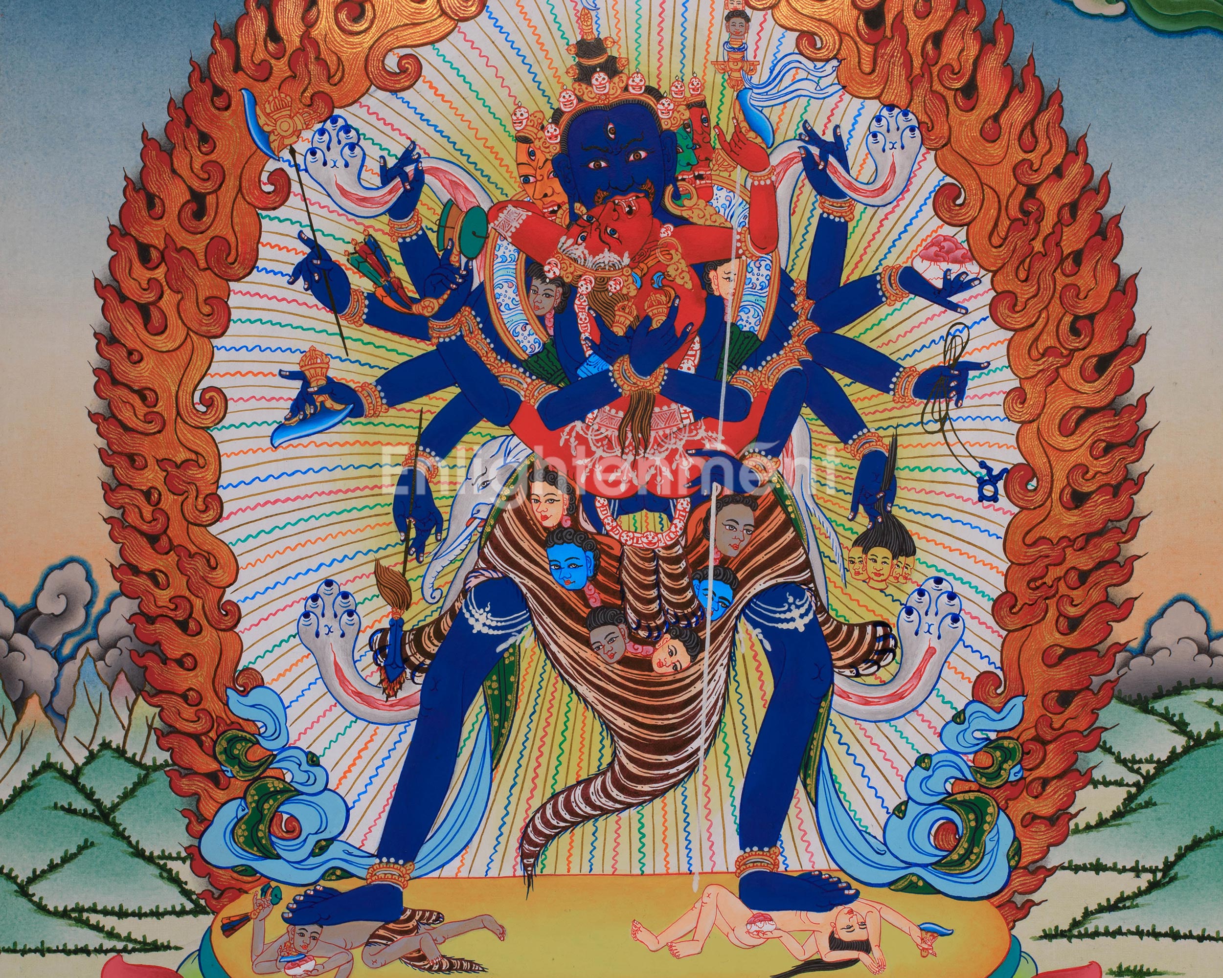 Wrathful Chakrasamvara Thangka | Hand-Painted Tibetan Buddhist Deity Art