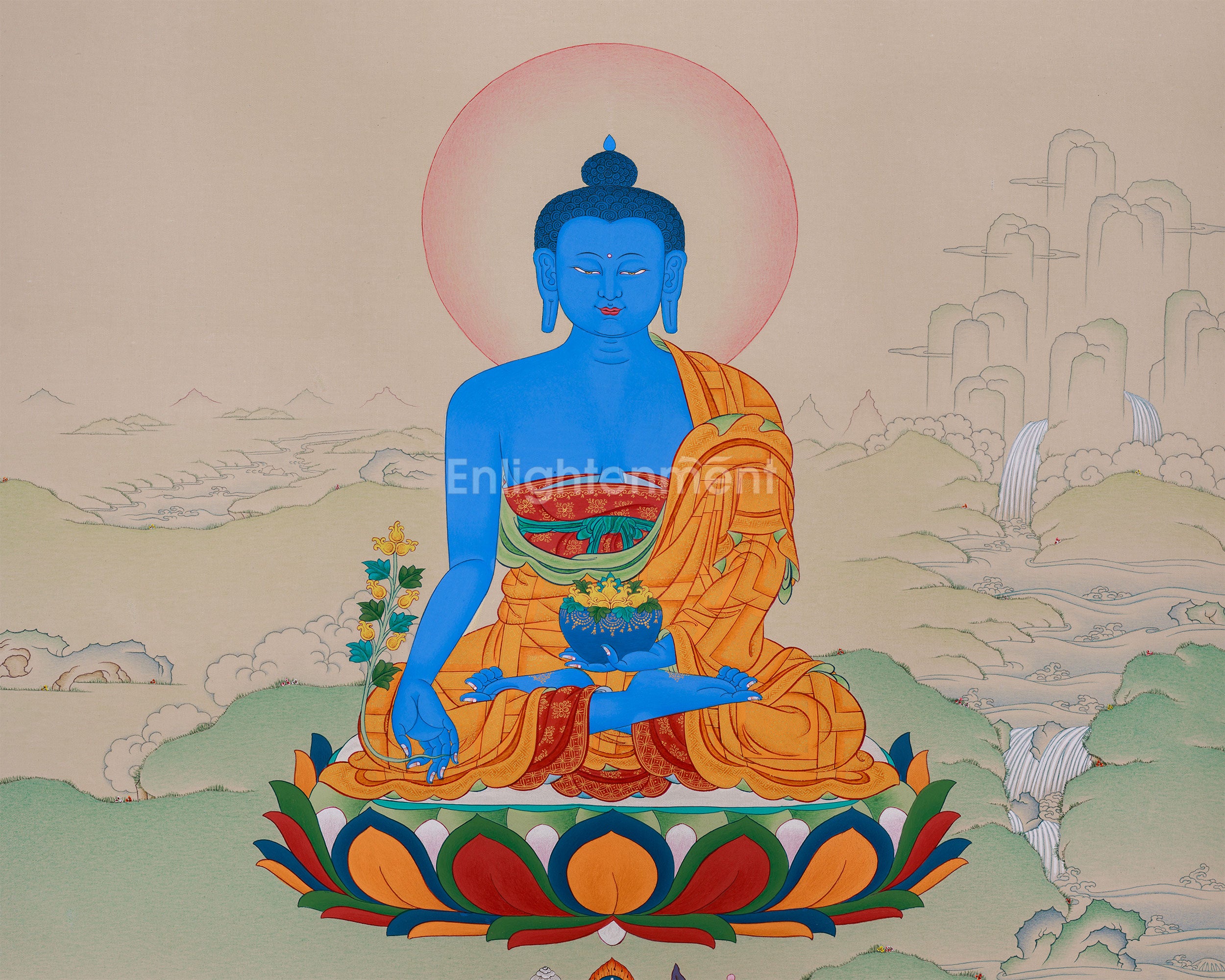 Lapis Lazuli Medicine Buddha Thangka | Buddha For Health and Protection