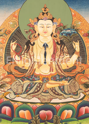 4 Arm Chenrezig Bodhisattva | Compassion Deity Art