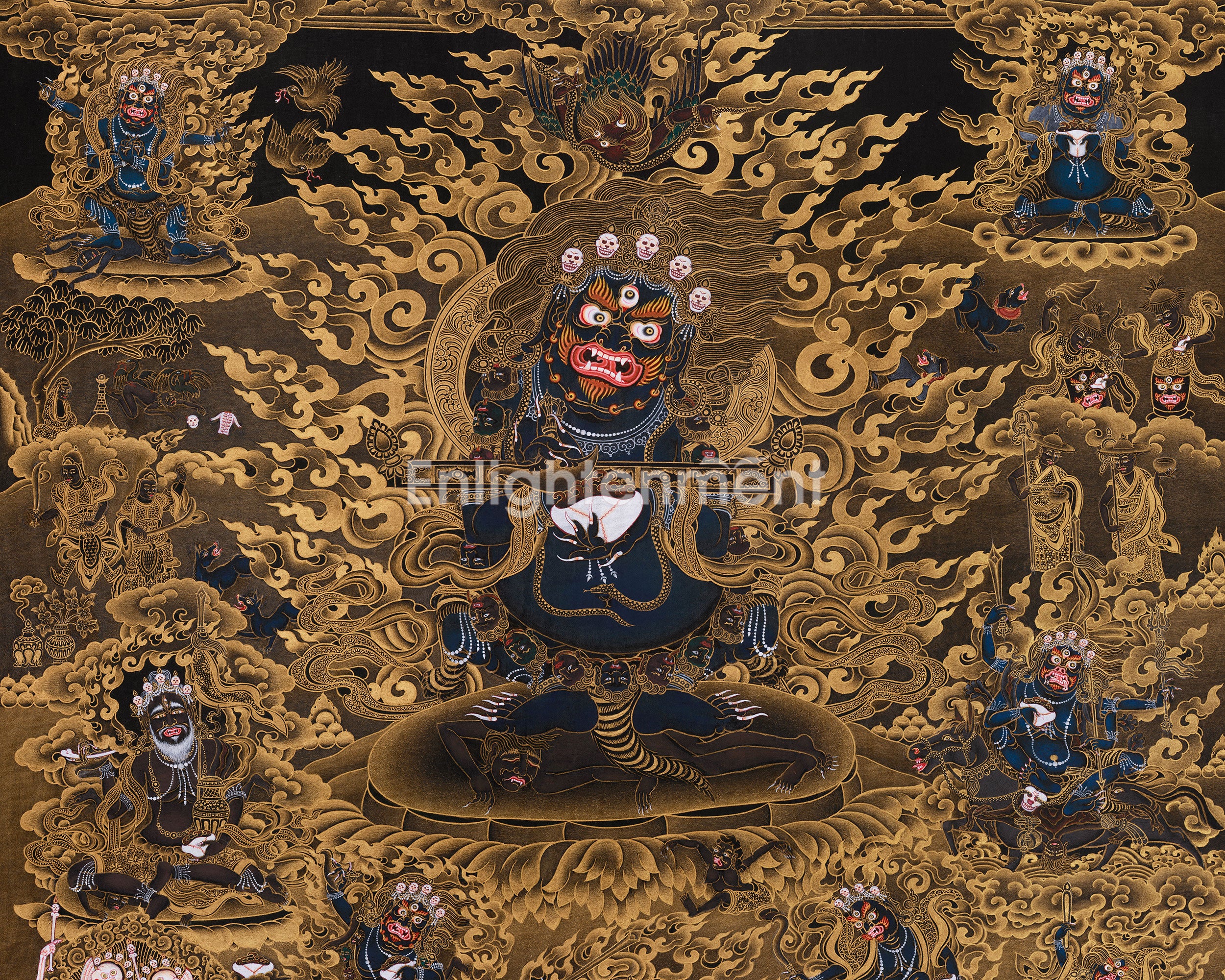 Wrathful Sakya Mahakala Thangka | Dharmapala of Sakya Tradition