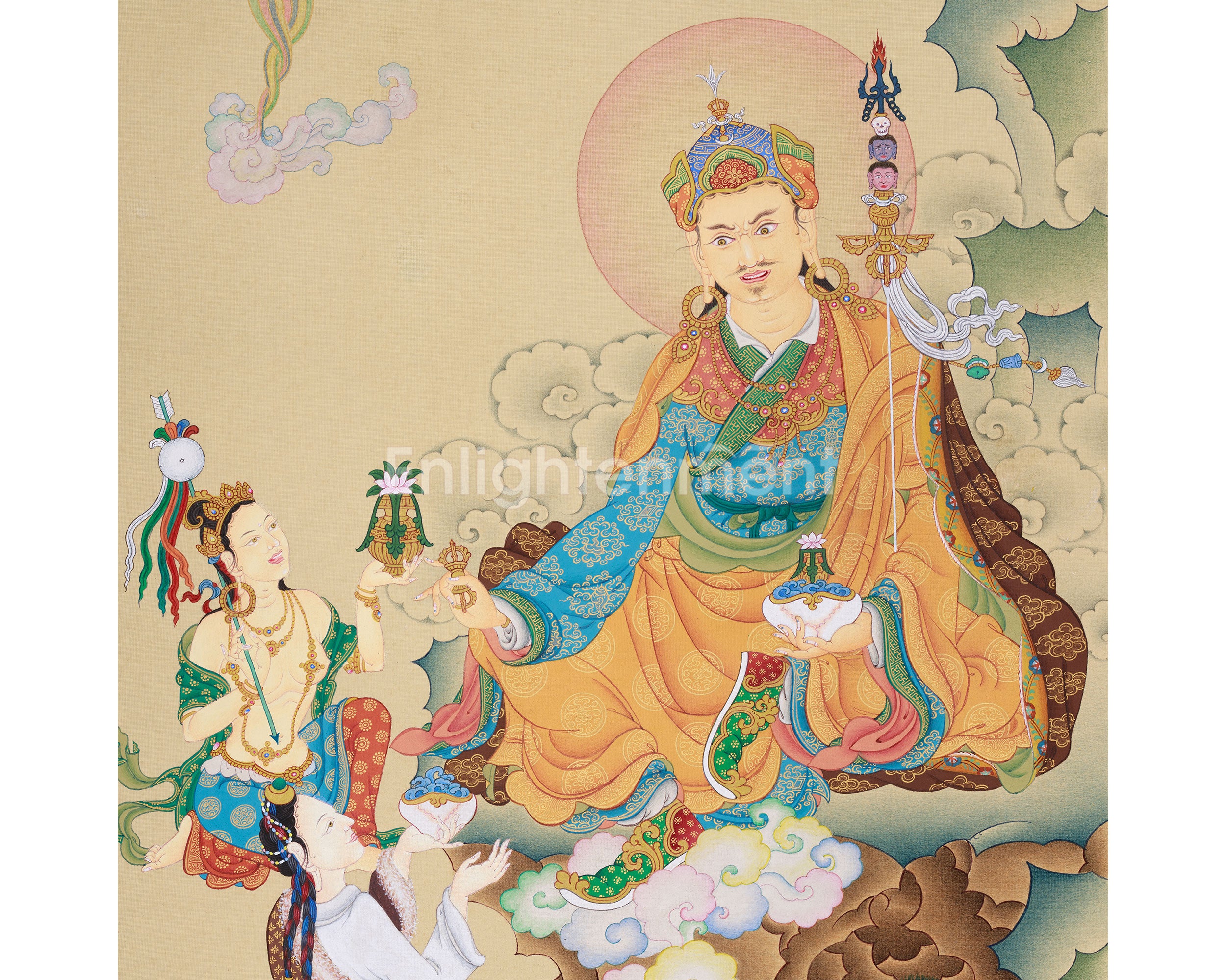 Guru Rinpoche with Mandarva and Yeshe Tsogyal | The Divine Union in Tibetan Buddhism