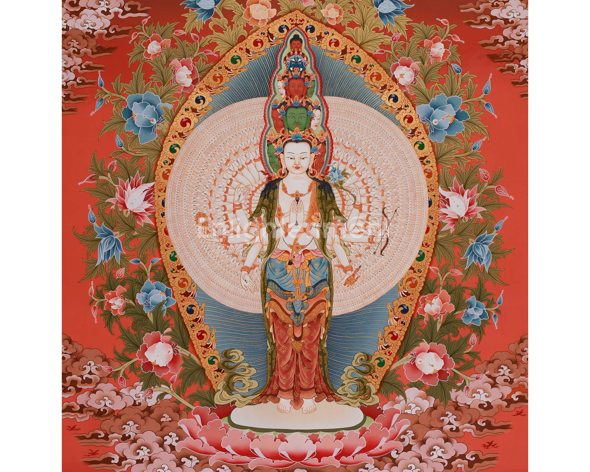 Compassion Buddha of 1000 Hands, Avalokiteshvara Thangka | Compassion & Divine Protection