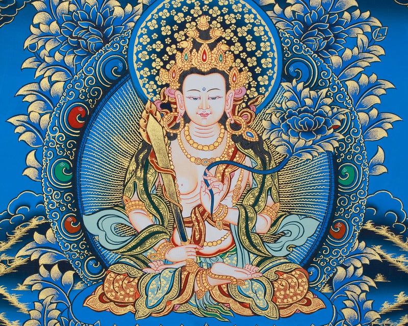 Thangka of Bodhisattva Manjushri | Tibetan Buddhist Wisdom Deity