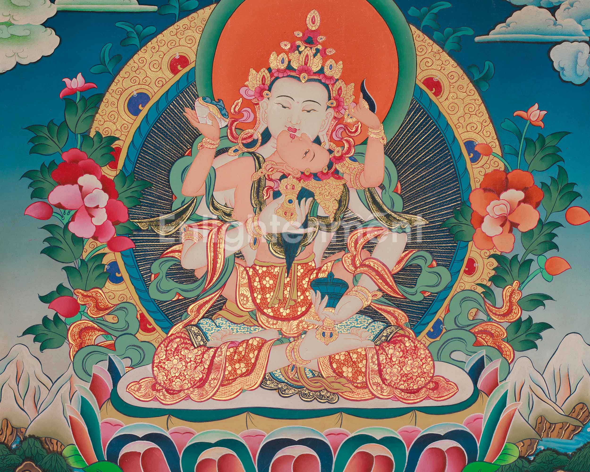 Vajrasattva Shakti Thangka | Embodying the Divine Masculine and Feminine Energy