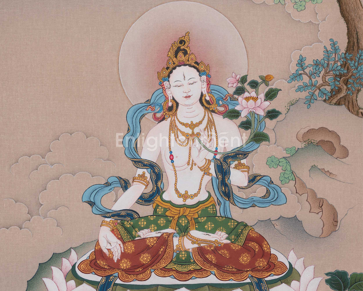 White Tara Himalayan Art | Seven Eyed Deity | Healing Deity | Longevity Goddess