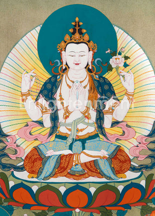 Chenrezig, Manjushri and Vajrapani, Trio Bodhisattva Thangka